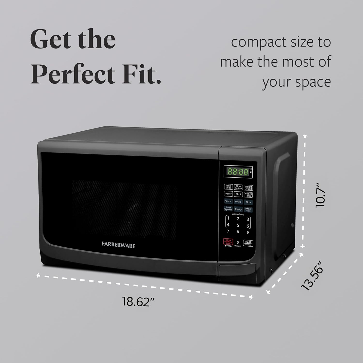 Farberware 0.9 Cu. Ft. Countertop Microwave Oven – 900 Watts Power, Auto Cook Settings, Defrost, Easy Clean and Child Safety Lock - Black