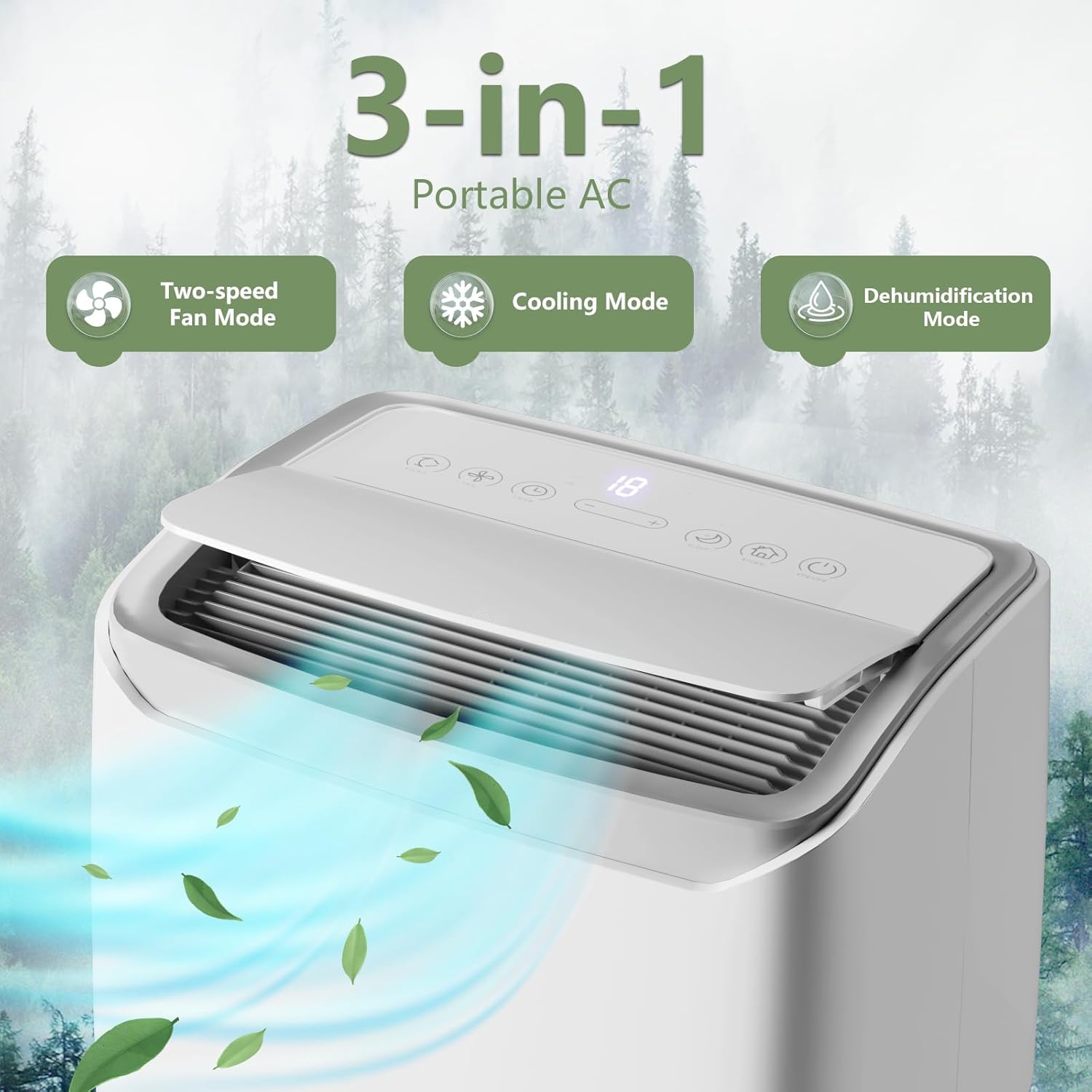 Smart Portable Air Conditioner, 12,000 BTU Portable AC Unit with Follow Me Remote and Window Kit, Smart AC for Rooms Up to 550 Sq. Ft. with Follow Me Remote and Window Kit