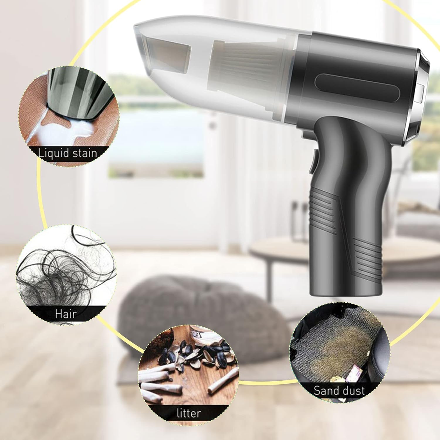 10000PA Car Vacuum Cleaner Portable High Power Mini Handheld Vacuum Cleaner for Wet and Dry Cleaning for Home, Pet Hair, Car Cleaning,Wireless
