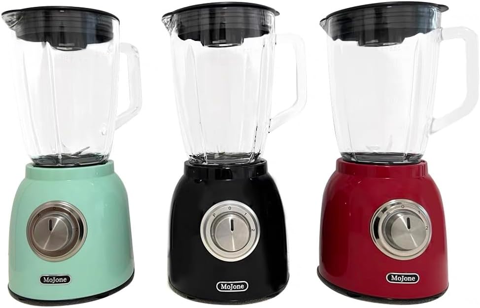 Powerful Kitchen blender, Ice Crusher Mixer, 1.5LG 50oz Glass Jar, 6 pieces 304 stainless steel blades,21000RPM high speed,ABS Body safely blending with longer lifespan (red)