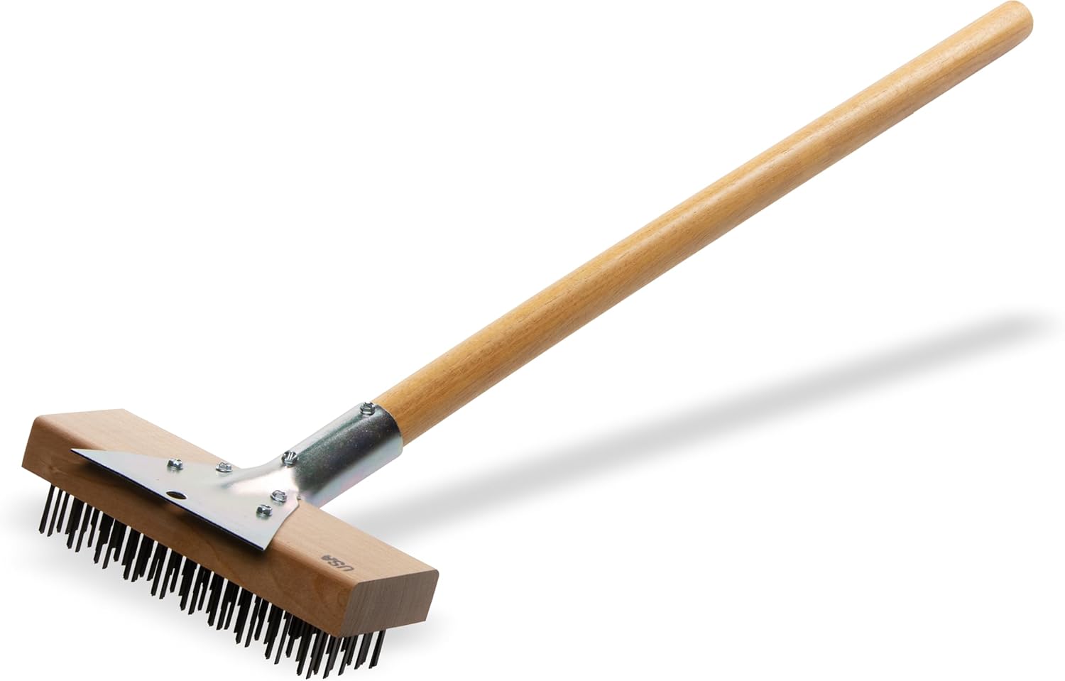 Carlisle FoodService Products Wood Oven Grill Brush & Scraper with Handle, 30 Inches, Natural