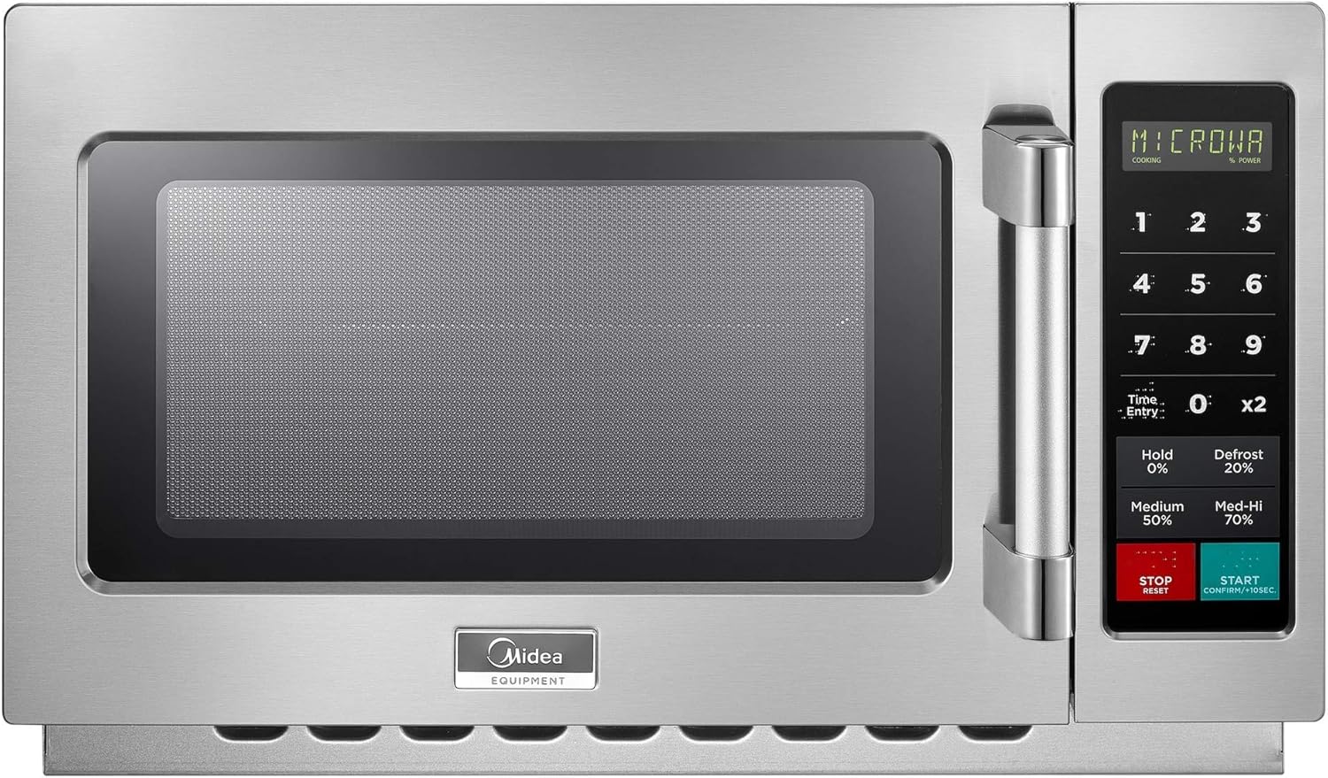 Midea Equipment 1034N1A Countertop Commercial Microwave Oven with Touch Control, 1000W, Stainless Steel, 1.2 CuFt