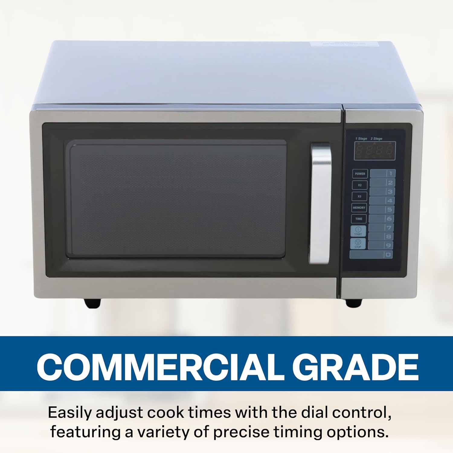 FSE Commercial Microwave with Digital Touch Pad Control, 1 Cubic Feet Interior, Stainless Steel, 1000 Watts, UL and NSF Approved