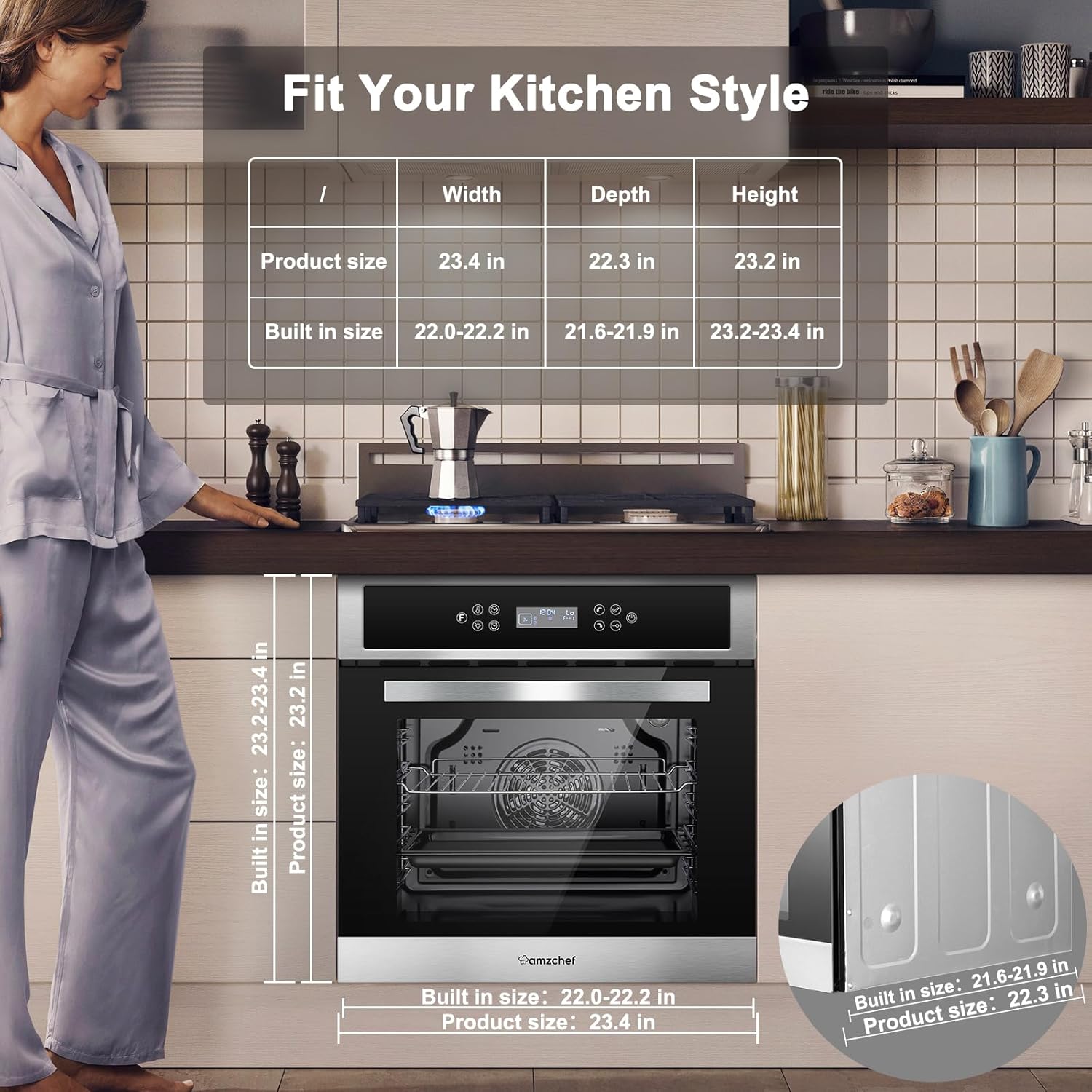 AMZCHEF Single Wall Oven 24