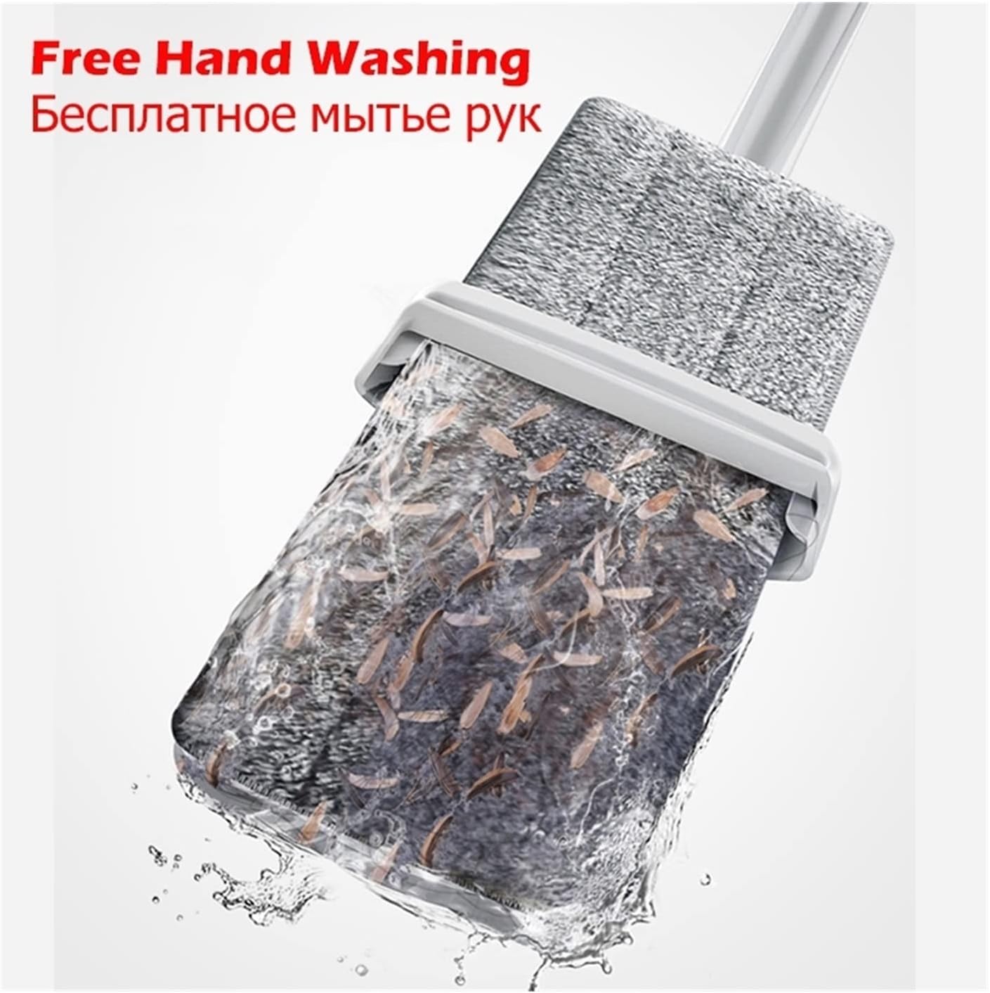 Steam Mop 2 in 1 Mop Free Hand Washing Flat Mop Lazy 360 Rotating Magic Mop with Squeezing Floor Cleaner Household Cleaning Tool (Color : White 6pcs rag Size : Medium)