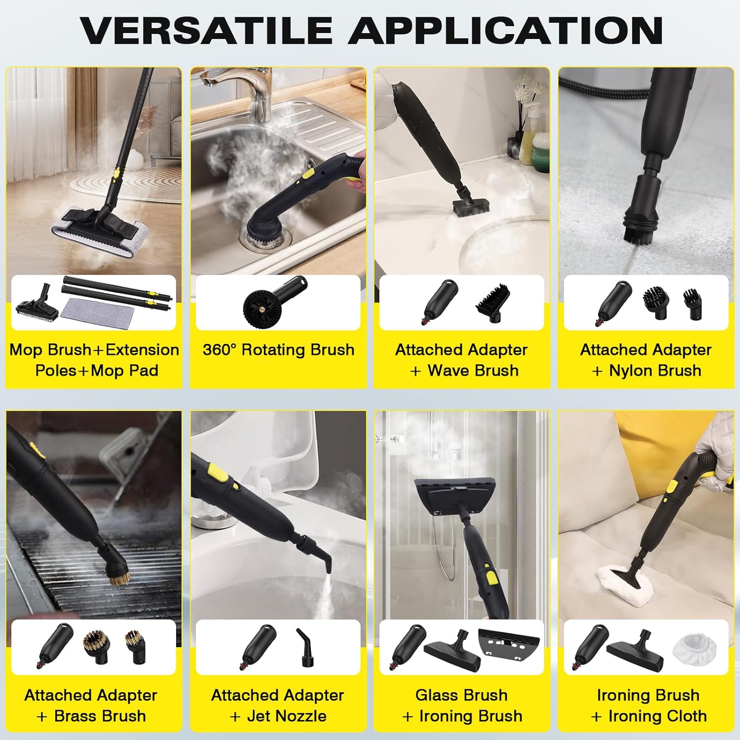 TVD Steam Cleaner, Heavy Duty Canister Steamer with 26 Accessories, Steam Mop with 5M Extra-Long Power Cord for Home Floor Cleaning, Car Detailing, Grout, Upholstery.