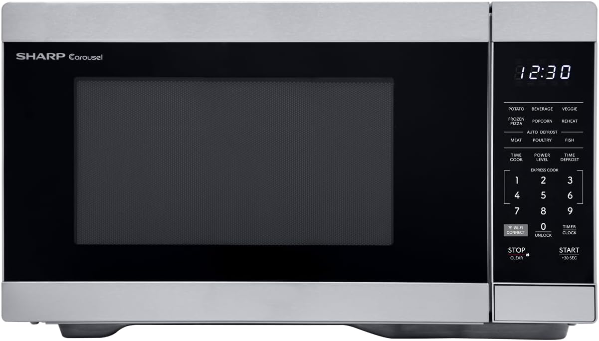 SHARP Countertop Microwave Oven Compatible with Alexa Orville Redenbacher's Certified with Removable 12.4