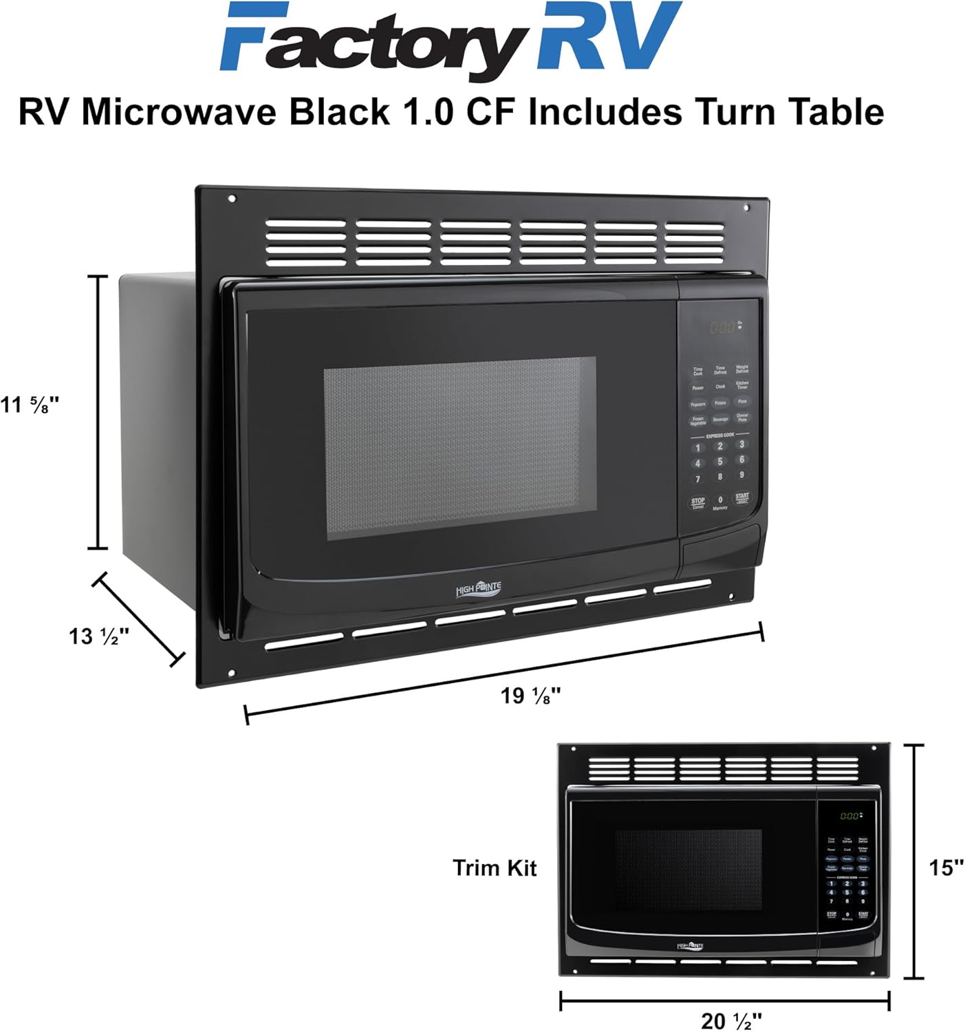 ToughGrade RV Microwave Oven With Turn Table | Direct Replacement for High Pointe EM925AWW-B