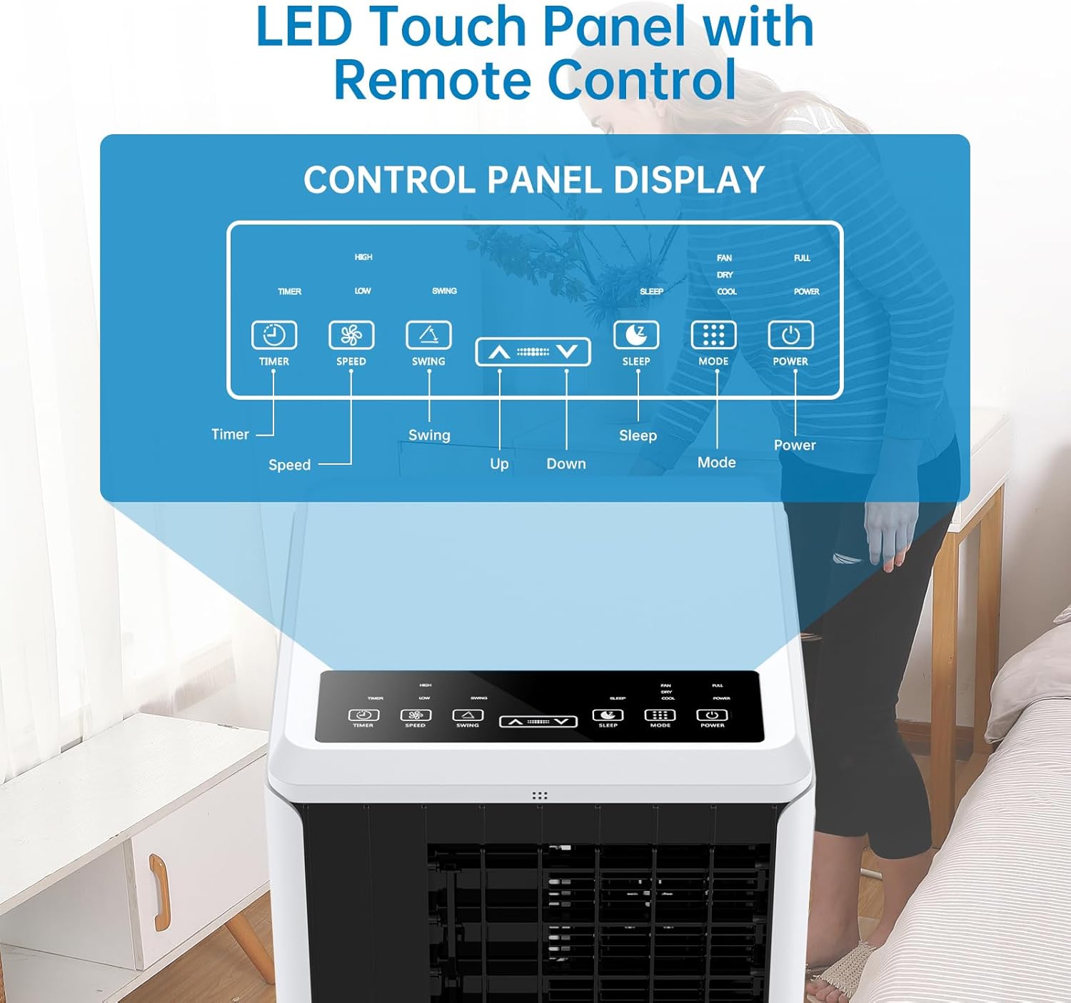 GarveeHome 8,000 BTU Portable Air Conditioner, Air Conditioners Cools Up to 350 Sq. Ft, 3 in-1 AC Unit with Cool/Fan/Dehumidifier Mode, Room Air Conditioner with Remote Control/Window Kit, Grey