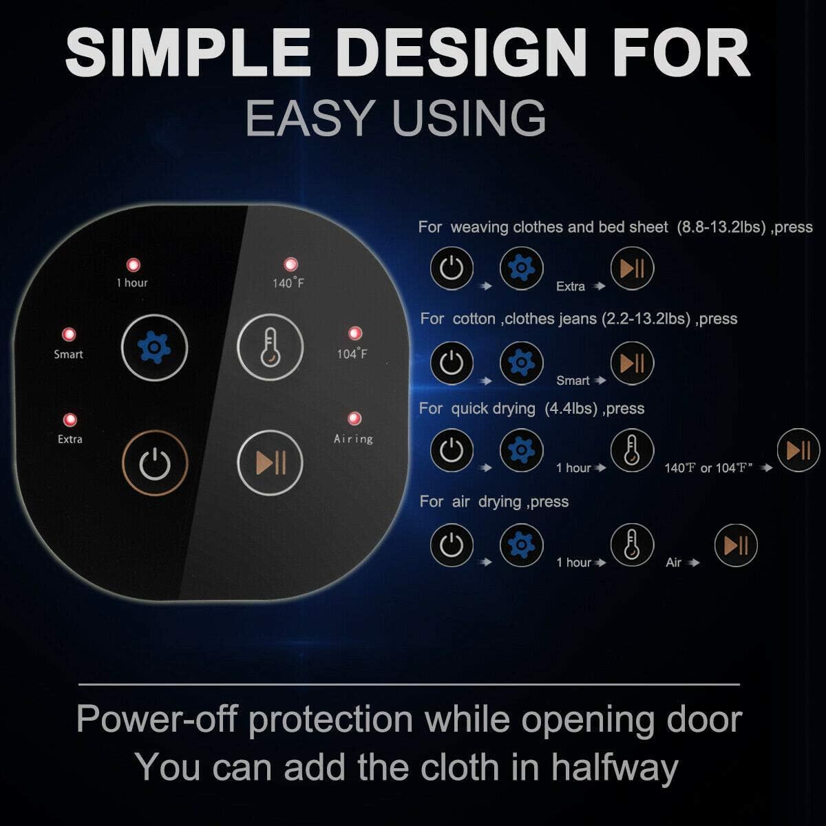 1700W 3.22 Cu. Ft. Electric Tumble Compact Laundry Dryer 2 Way Rotation Multiple Filtering Easy-To-Operate Control Panel Space Saving Suitable For Small Apartments [Note: Cannot Ship to California]