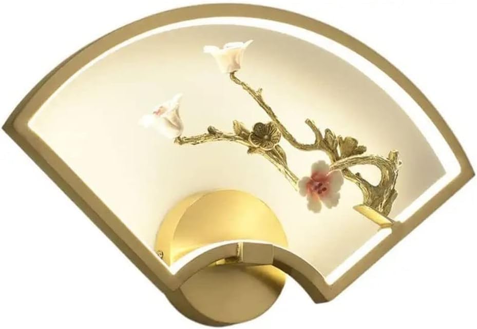 Light Luxury LED Geometric Copper Wall Sconce - Flower Shape Acrylic Shade Compatible with Hallway Kitchen Living Room Bedroom,Household