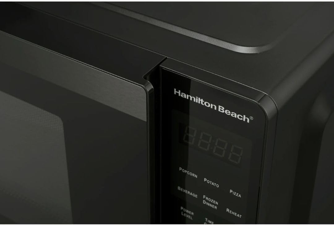 Hamiilton 0.9 Cu Ft Countertop Microwave Oven 900W Compact Stainless Steel with Easy-Touch Controls
