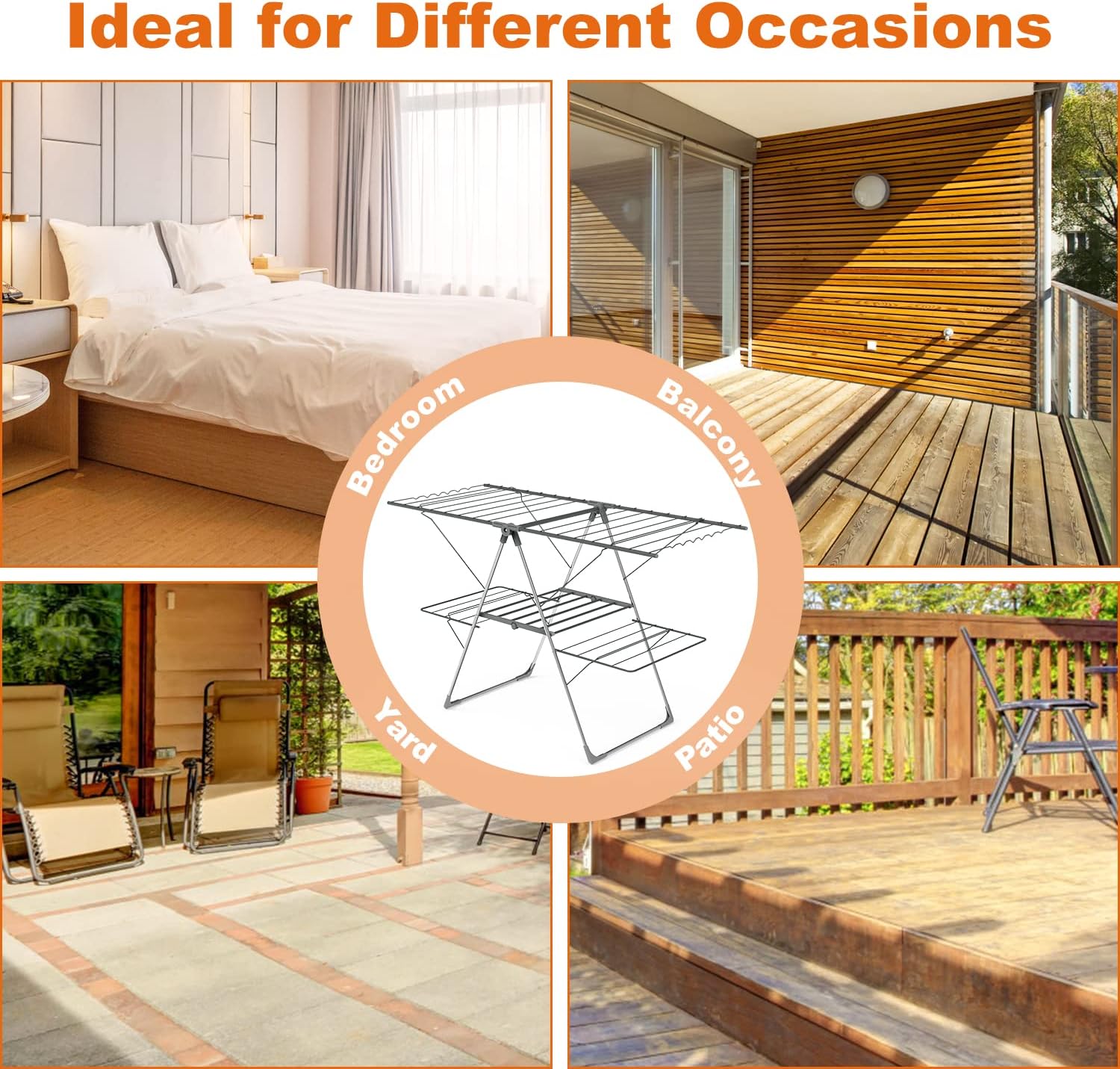 Bigzzia Clothes Drying Rack Foldable, 2-Level Large Laundry Drying Rack Collapsible, Stainless Steel Drying Rack Clothing for Indoor Outdoor, Easy to Fold, 33 Drying Rails, 142cm, Gray