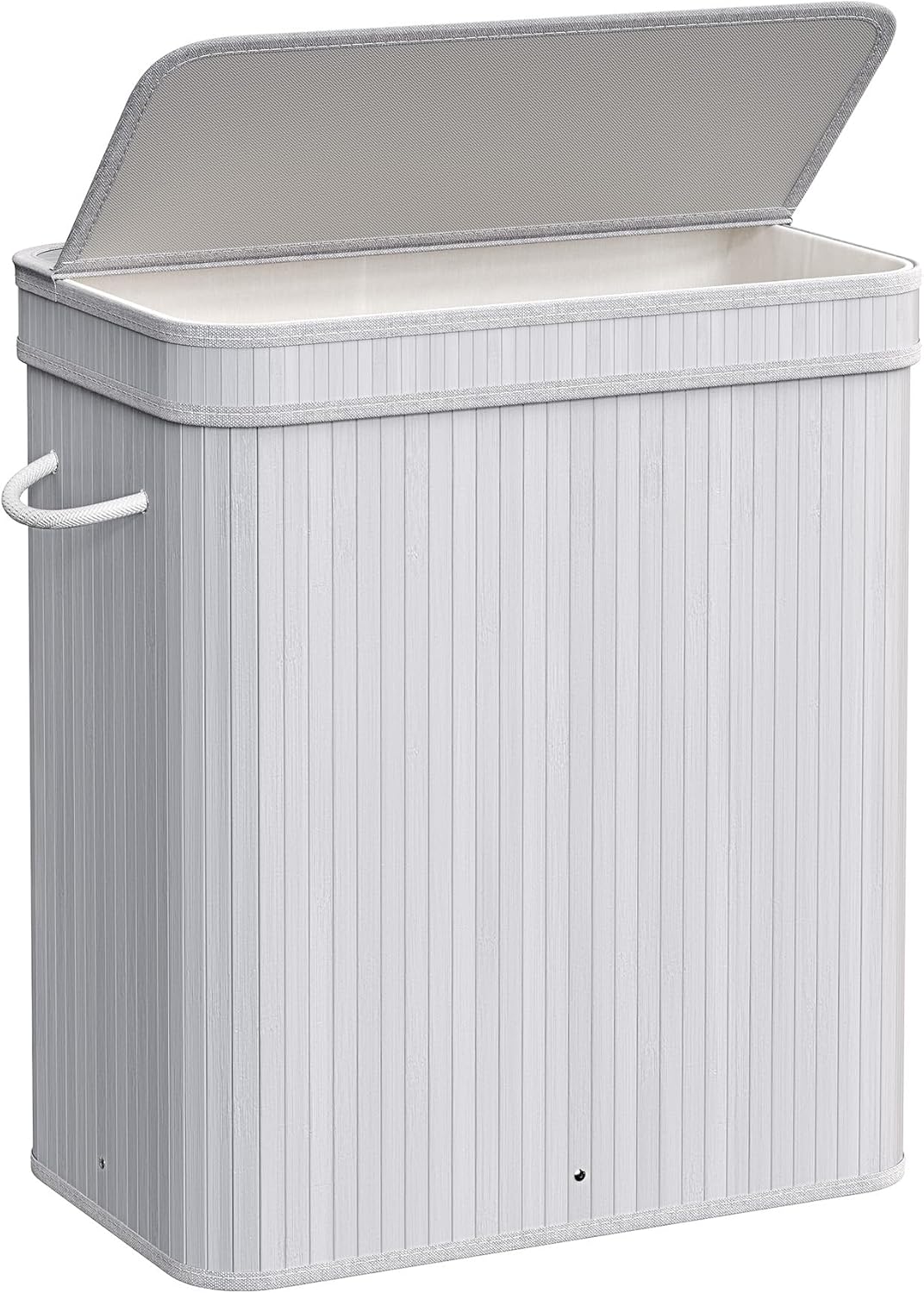 SONGMICS Laundry Hamper with Lid, Bamboo Laundry Basket, Removable Machine Washable Laundry Basket, with Handles, 26.4-Gallons, for Laundry Room, Bedroom, Bathroom, Dove Gray ULCB063G01
