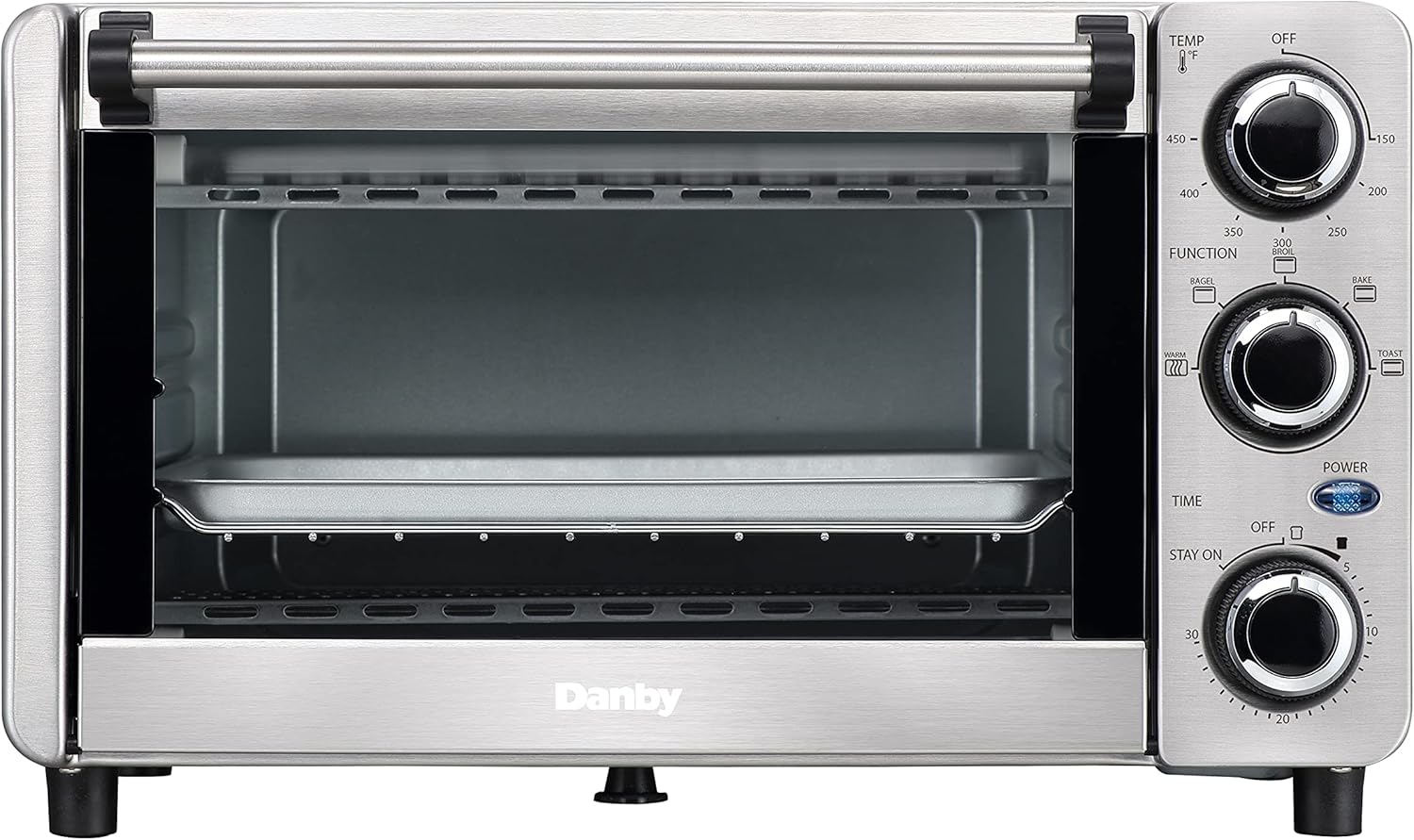 Danby DBTO0412BBSS 0.4 cu ft/12L 4 Slice Countertop Toaster Oven in Stainless Steel Toast, Bake, Broil, Keep Warm functions