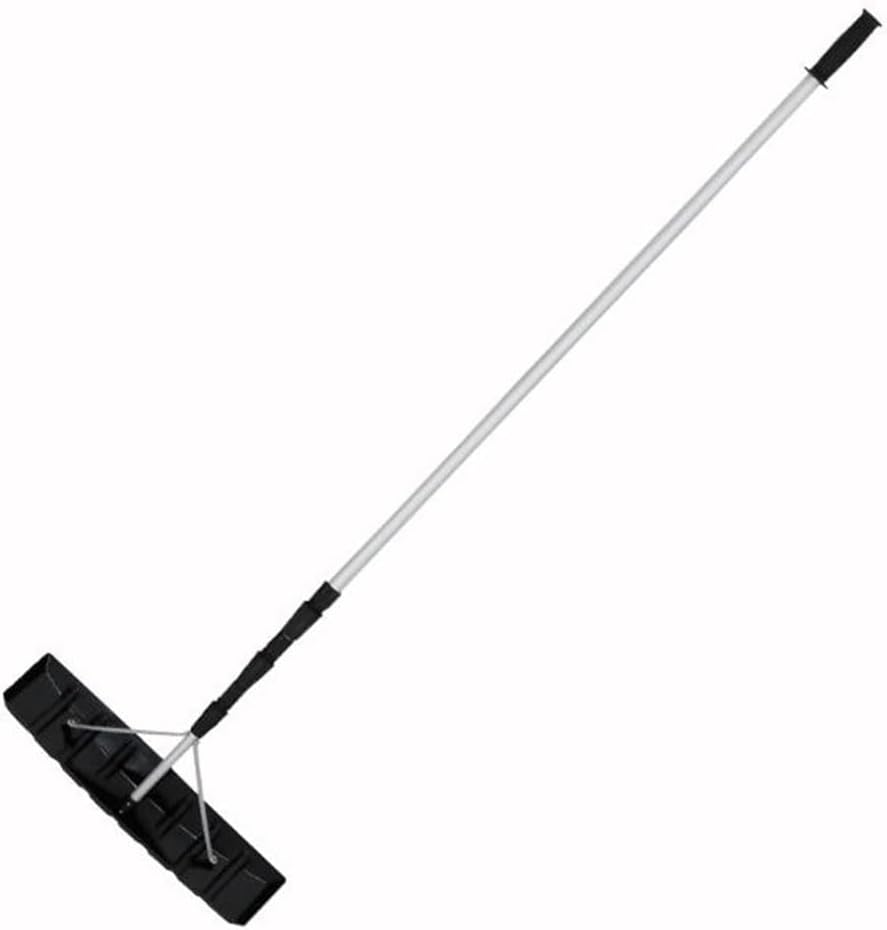 Telescoping Roof Snow Rake 2–6.4m, Extendable Snow Removal Tool with Wide Shovel Blade, Twist Lock Aluminum Pole, High Reach Snow Remover for House Roof, Garage, Awning