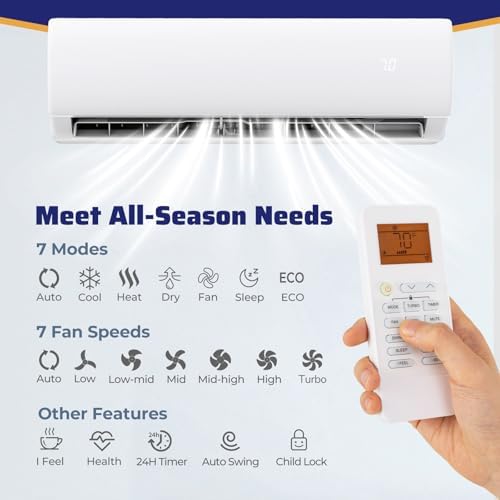 DORTALA 23000 BTU Mini Split Air Conditioner, 17 SEER2 208-230V Wifi Enabled Ductless Inverter Wall AC Unit & Heater with Remote, Installation Kit, Pre-Charged Heat Pump System for Alexa