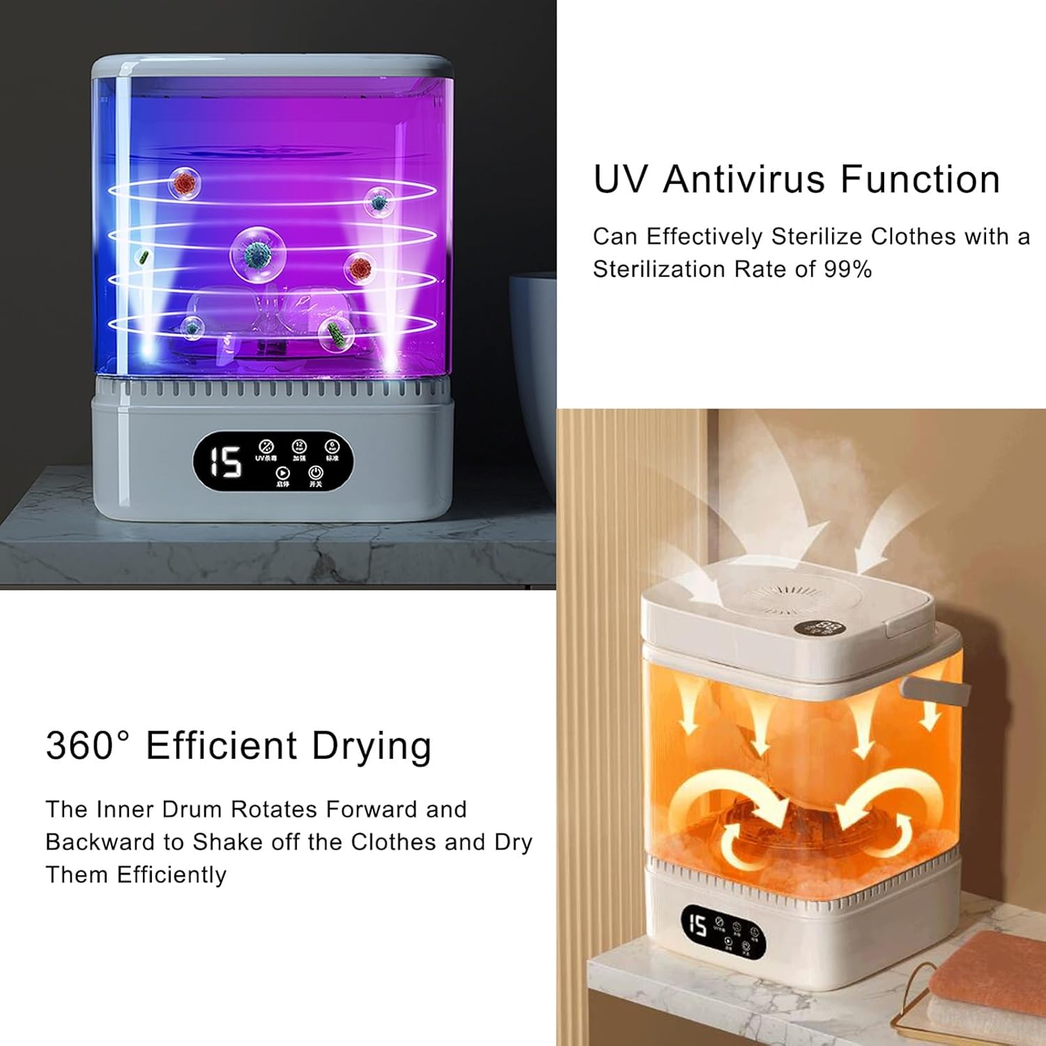 Fully Automatic Portable Washing Machine, Mini Washer and Spin Dryer, Suitable for Home, Business, Travel, College Room, RV, Apartment, Blue Light, Lightweight and Easy to Carry (Color : A)