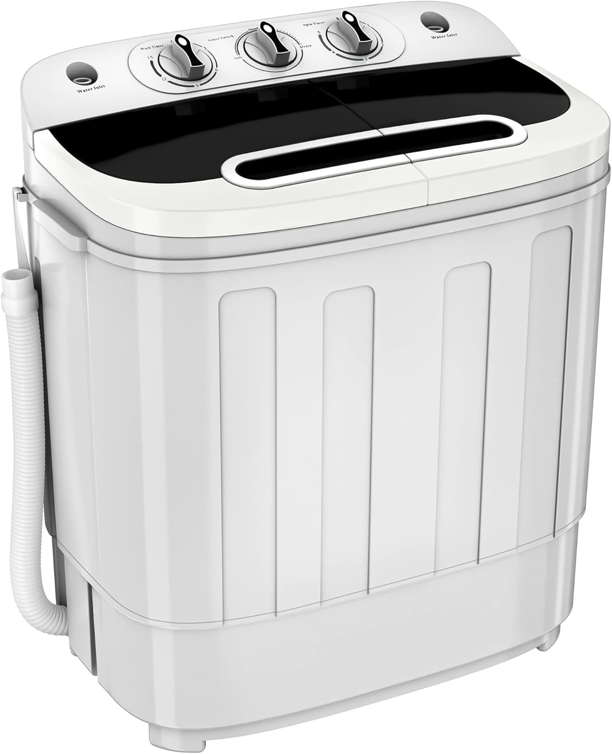 JupiterForce Portable Washing Machine 13lbs Capacity, Compact Mini Twin Tub Washing Machine, Washer and Dryer Combo with Gravity Drain for Apartments, Camping, Dorms, RVs, College, Bathroom