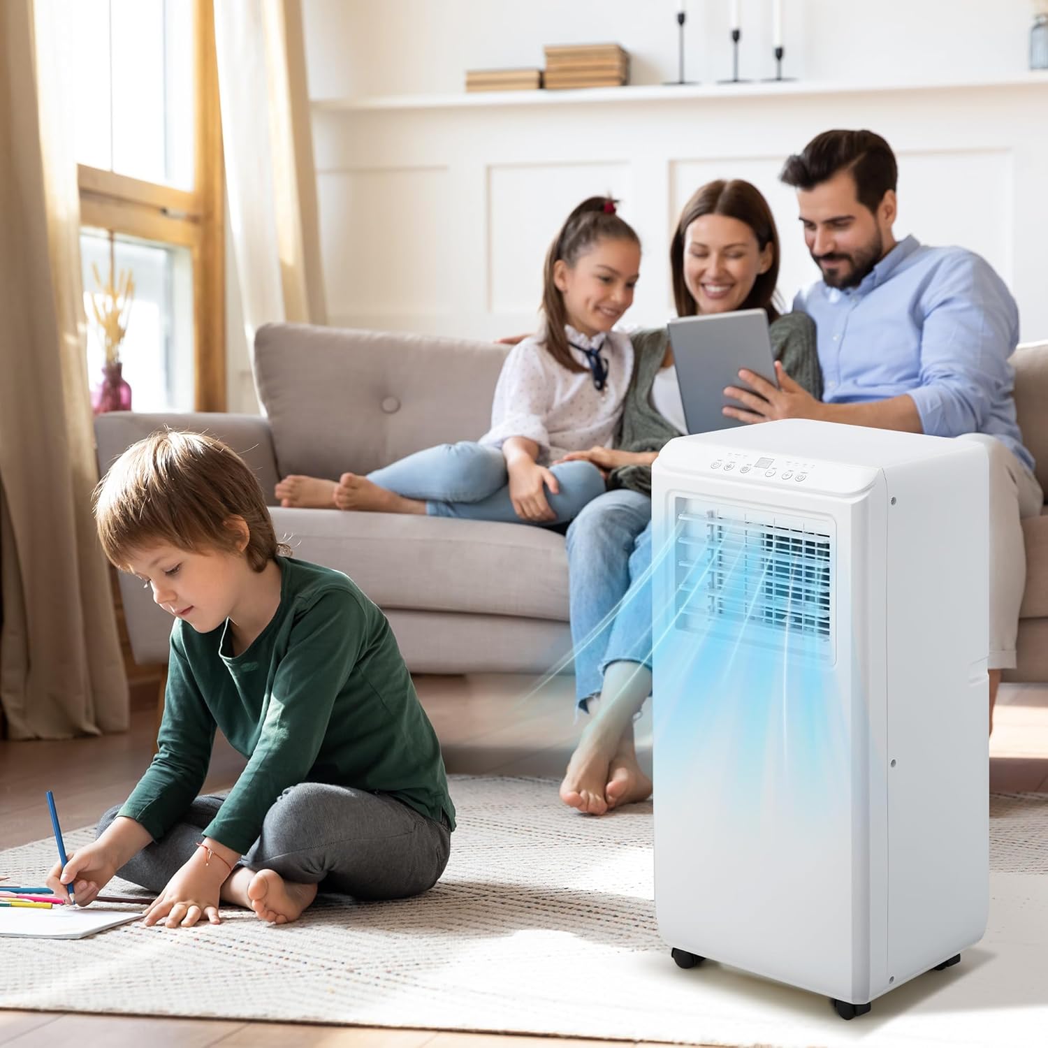 8000BTU Portable Air Conditioners, Portable Ac Unit Cools Up To 350 Sq, With Remote Control, Built-In Cool 24h Timer Air Cooler For Bedroom Office
