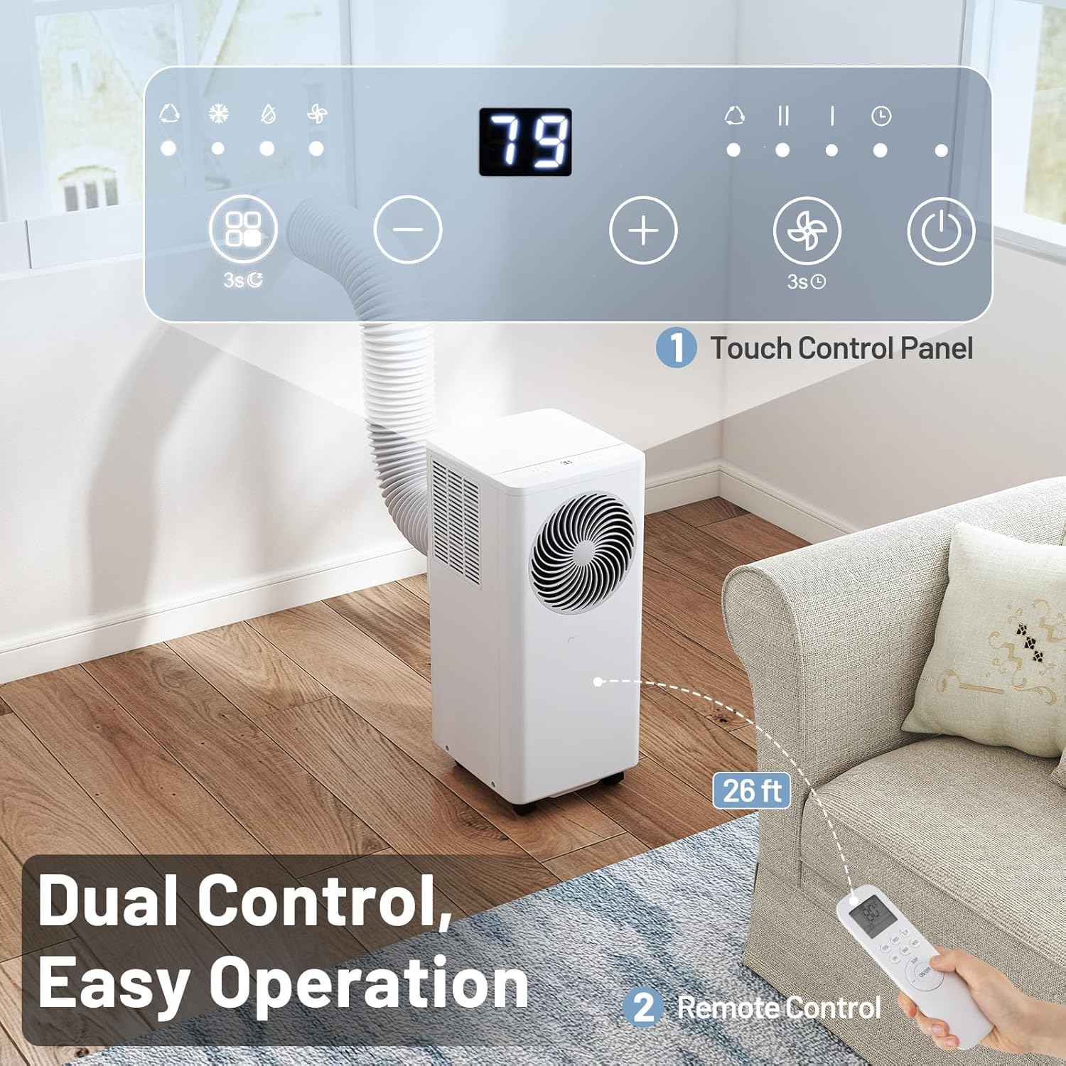 ARLIME 10000 BTU Portable Air Conditioner for Room up to 350 Sq.Ft, 3-in-1 Stand up AC Unit w/Dehumidifier, Fan, Sleep Modes, 24H Timer, Remote Control, Window Installation Kit Included (10000 BTU)