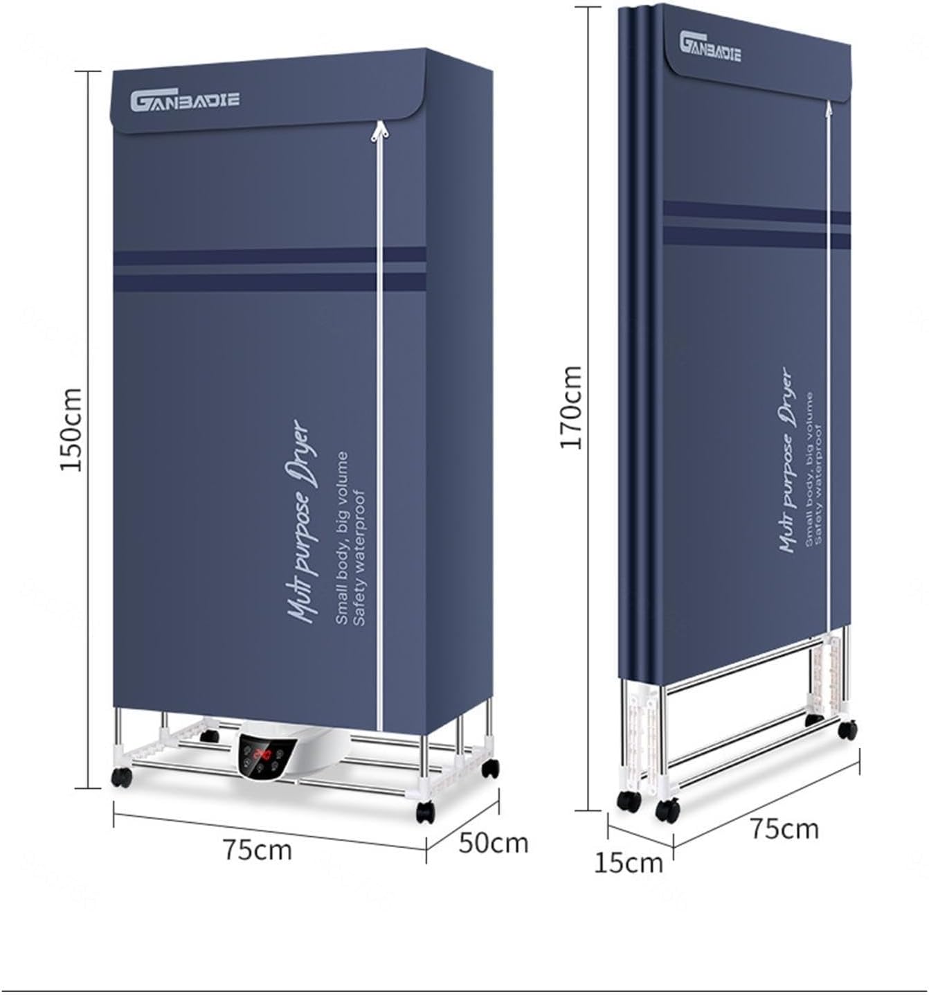 Compact Dryer, Indoor Clothes Heated Airer, Remote Control Multiple Gears Dry Soon, for Apartment,Rv,Travel,Housework (Color : Blue)