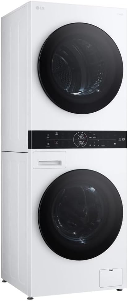 24 Inch Smart Electric Wash Tower with 2.4 cu. ft. Washer Capacity, 4.2 cu. ft. Dryer Capacity, Energy Star Certified, AI DD, Dual Inverter Heat Pump Dryer, ThinQ Technology
