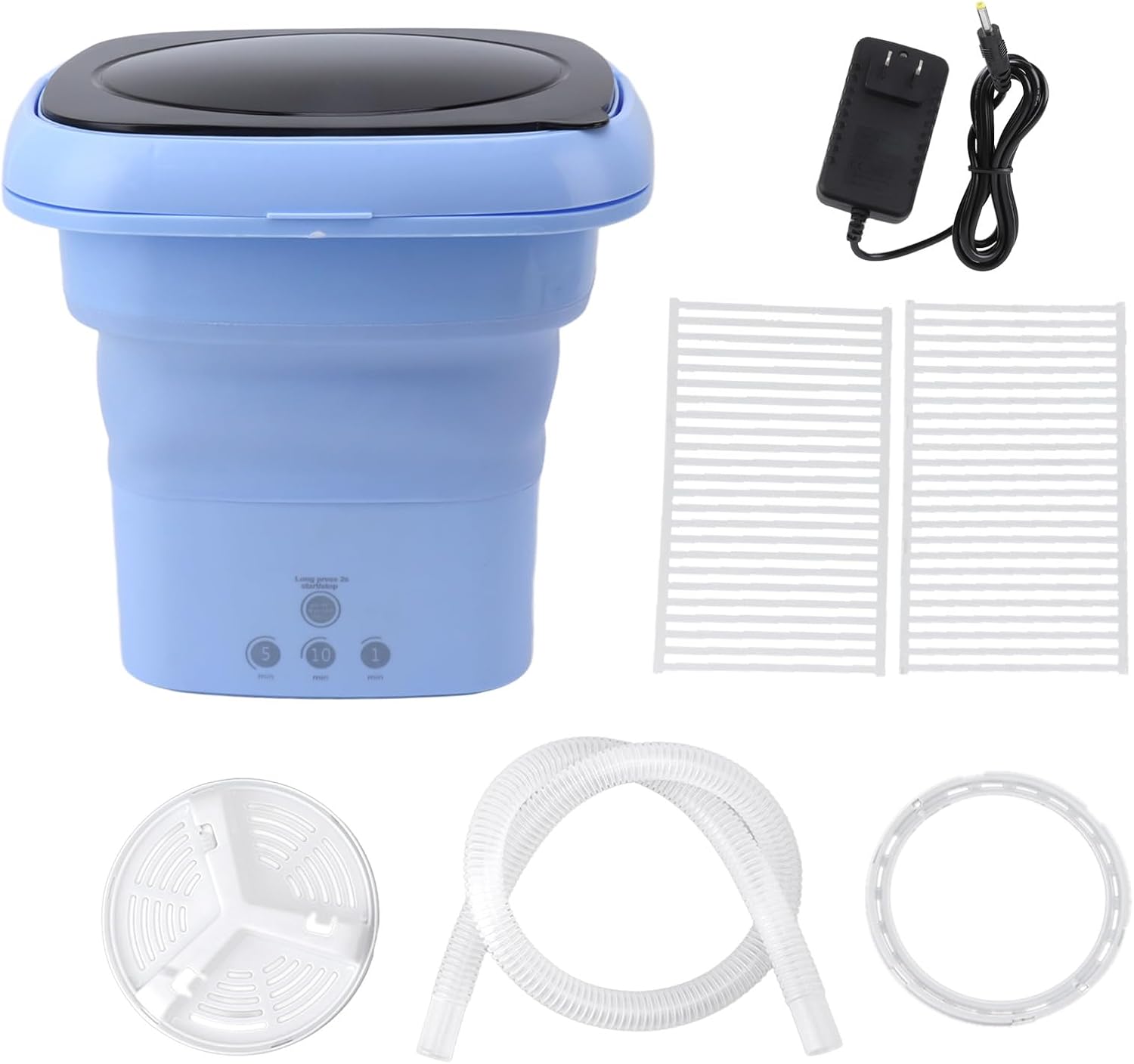 Mini Foldable Washer, High Capacity Mini Washer, Portable Bucket Washing Machine with Black Lid and Black Lid, for Baby Clothes, Underwear or Small Items, Apartment, Dorm (US Plug)