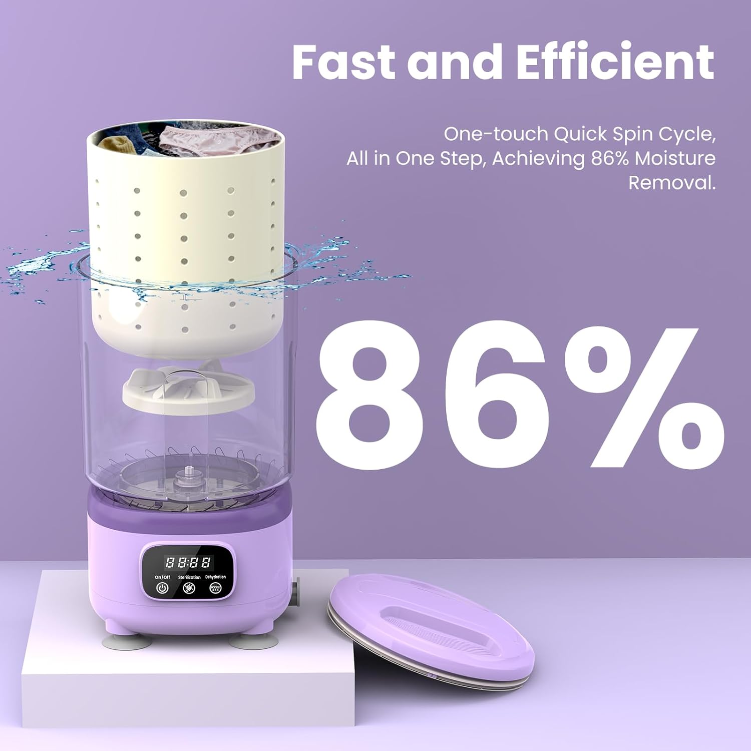 Rechargeable Portable Mini Washing Machine, All-in-1 Underwear Washing Machine with 2L Cup Capacity for Bra Underwear Socks Home Hotel Apartment RV Travel(Purple).