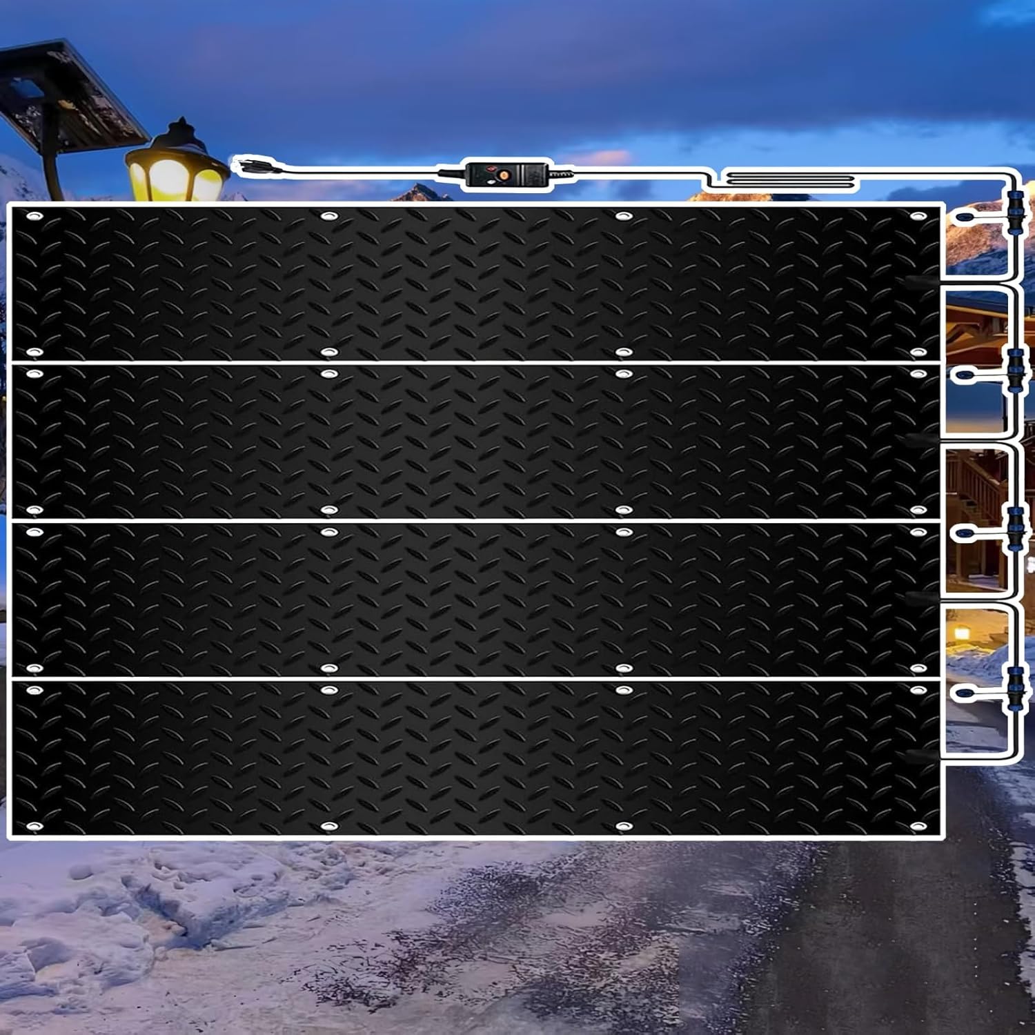 Heated Snow Melting Outdoor Mats 1/2/3/4/5 Pieces, Fast Snow and Ice Melting Heated Mats, Non-Slip Winter Snow Removal and Ice Melting Products - Snow Melting Mats for Winter Snow Removal(4 Pcs,30x120