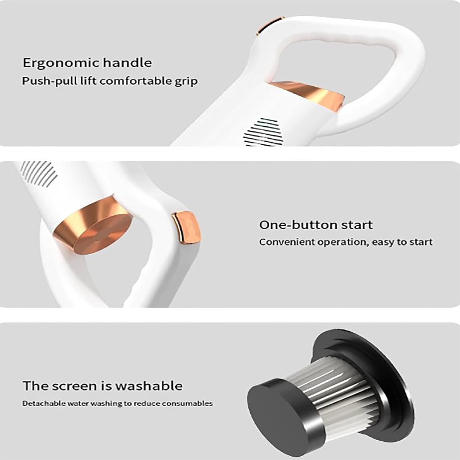 ERICAT Cordless Vacuum Cleaner, 8500pa Lightweight Stick Vacuum, Ergonomic Handle Design, Powerful Suction 45W Brushless Motor, Detachable Filter and Easy to Operate, for Hard Floor, Pet Hair