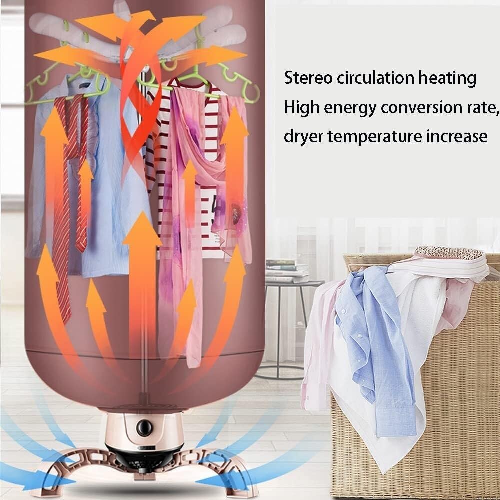 Electric Clothes Dryer, 900W Indoor Mini Clothes Dryer Machine, Portable Folding Outdoor Clothes Airer, Aluminium Alloy Large Capacity Clothes Rack(Pink)