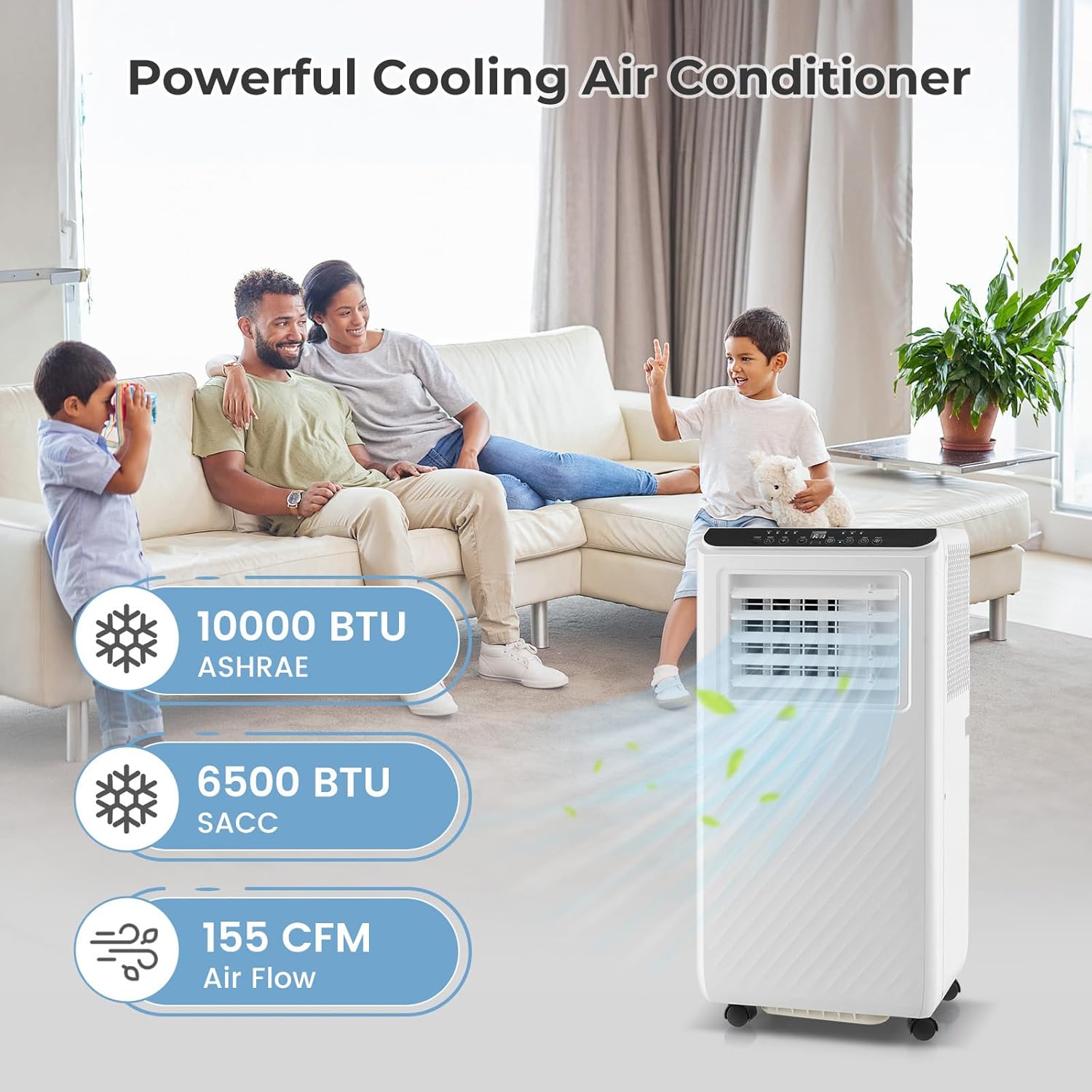 LDAILY 10000 BTU Portable Air Conditioner, 4-in-1 AC Unit with Cooling, Fan, Dehumidifier & Sleep Mode, 24H Timer, Remote Control, Window Kit for Bedrooms & Office up to 250 Sq.Ft.