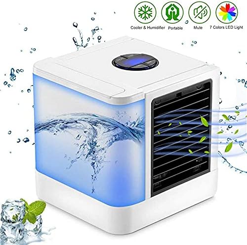 Mini Air Conditioner Air Cooler Fan 7 Colors Light USB Portable Air Conditioner 5 Gear Personal Space Air Cooling Fan For Home-White