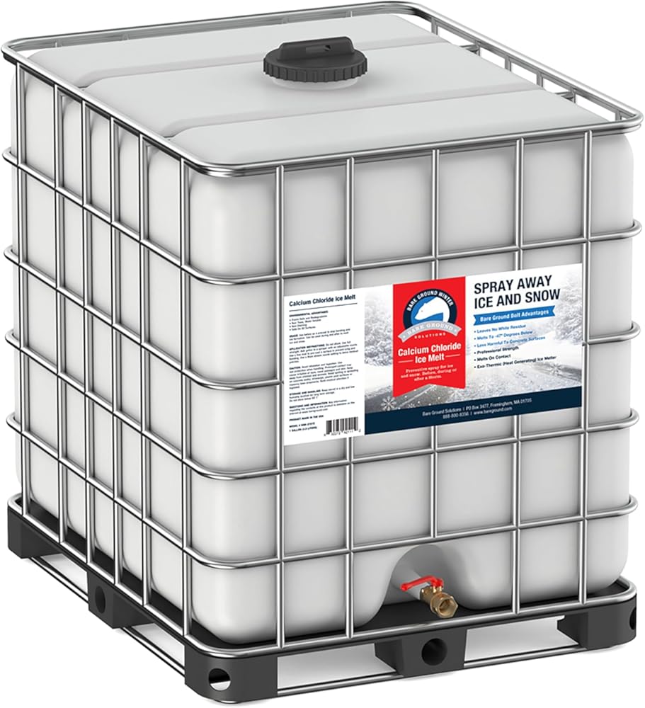 Bare Ground Winter Bare Ground Solutions Bare Ground Bolt BGB-275TC Fast-Acting CaCl2 Ice Melt Liquid for All S, 275 Gallons in Professional Skidded Tote, White