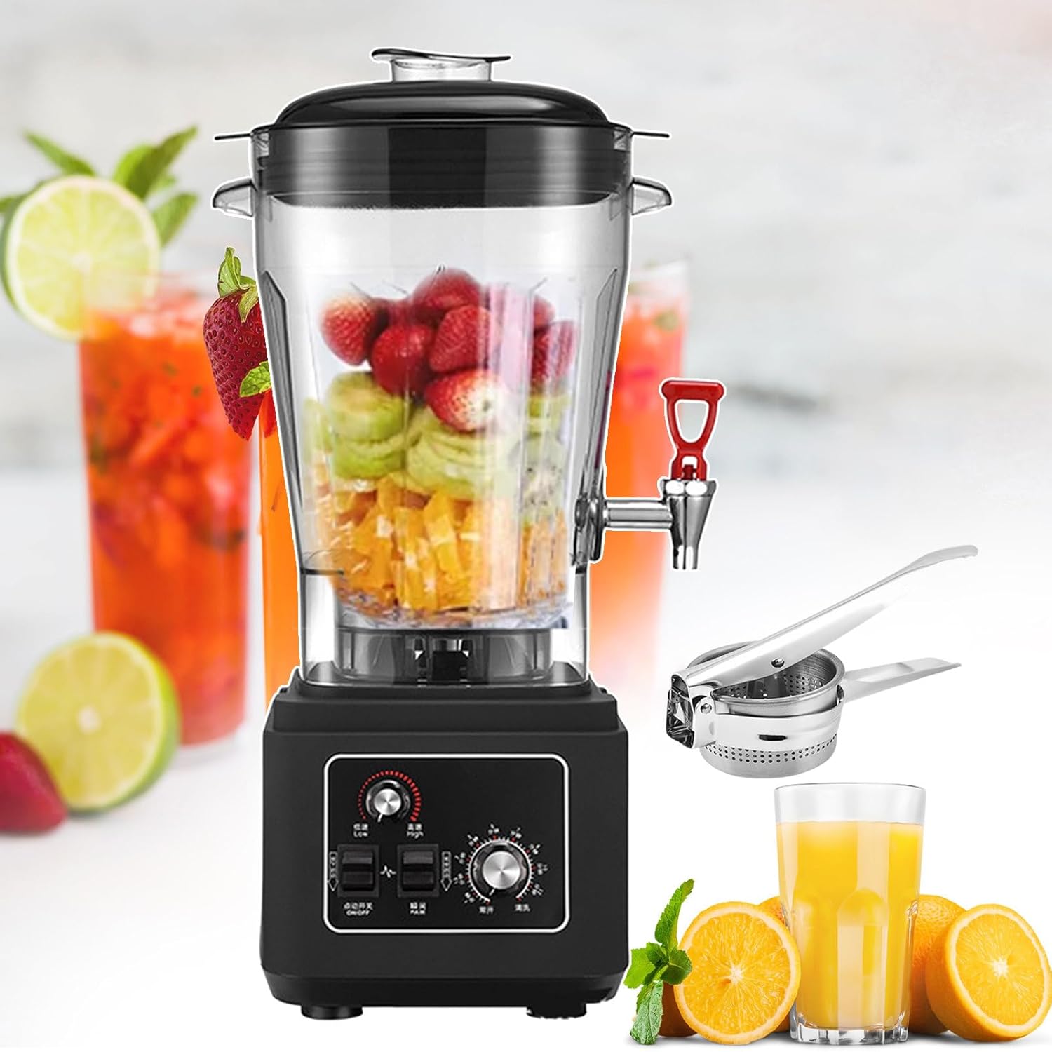 2900w Blender Smoothie Maker, Stand Mixer for Shakes, Food Processors with Spout, Soy Milk Machine, Food Drink Machine for Smoothies 11l/15l/19l (With Juicer) 45000rpm,15L