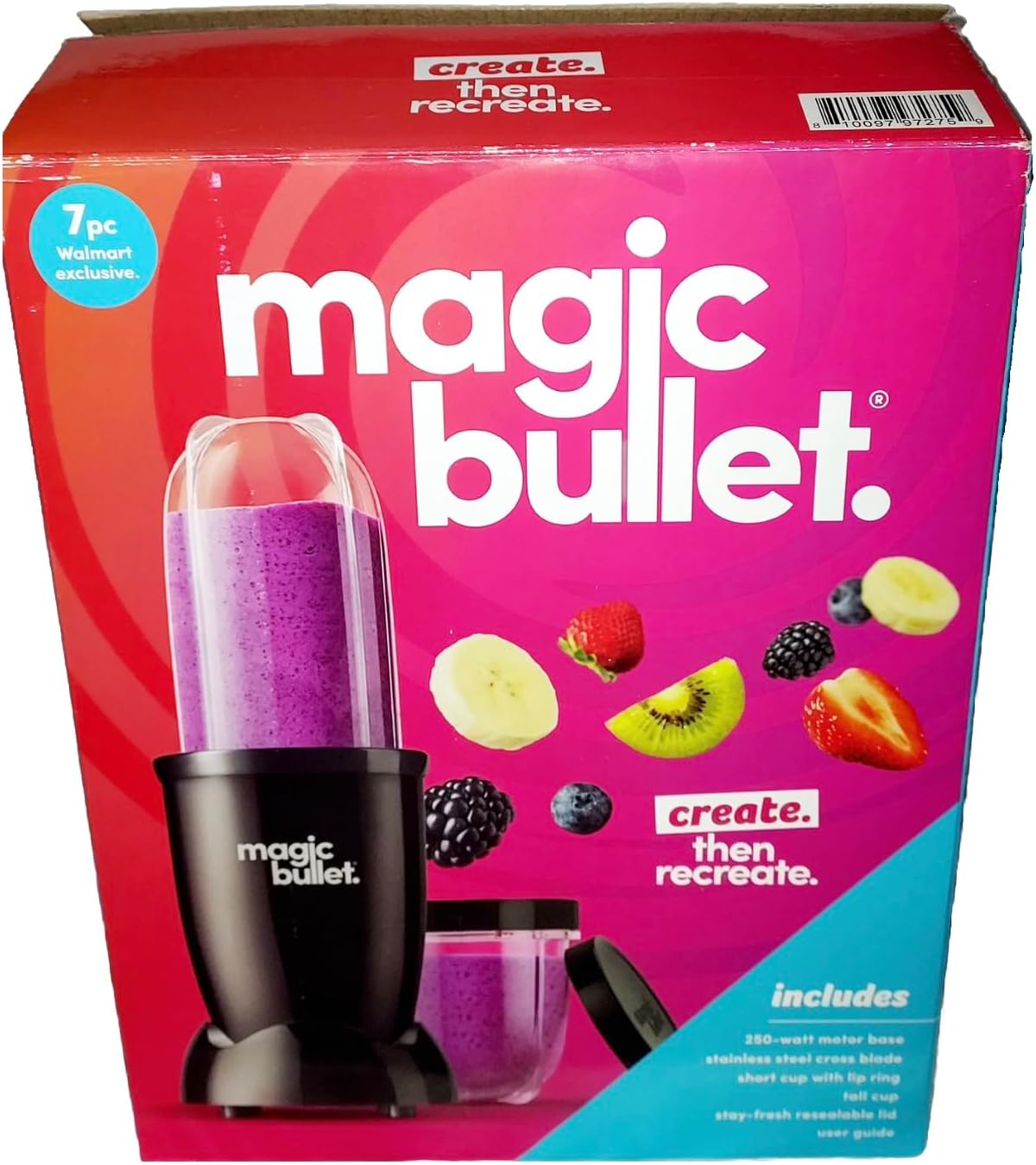Magic Bullet 7-Piece 250 Watts Personal Blender 18 oz. MBR-0701AKP, All Black