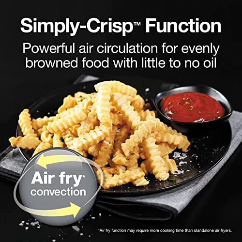 Proctor Silex Simply-Crisp Air Fryer Toaster Oven Combo with 4 Functions Including Convection, Air Fry, Bake & Broil, Fits 6 Slices or 12” Pizza, Auto Shutoff, Black (31275)