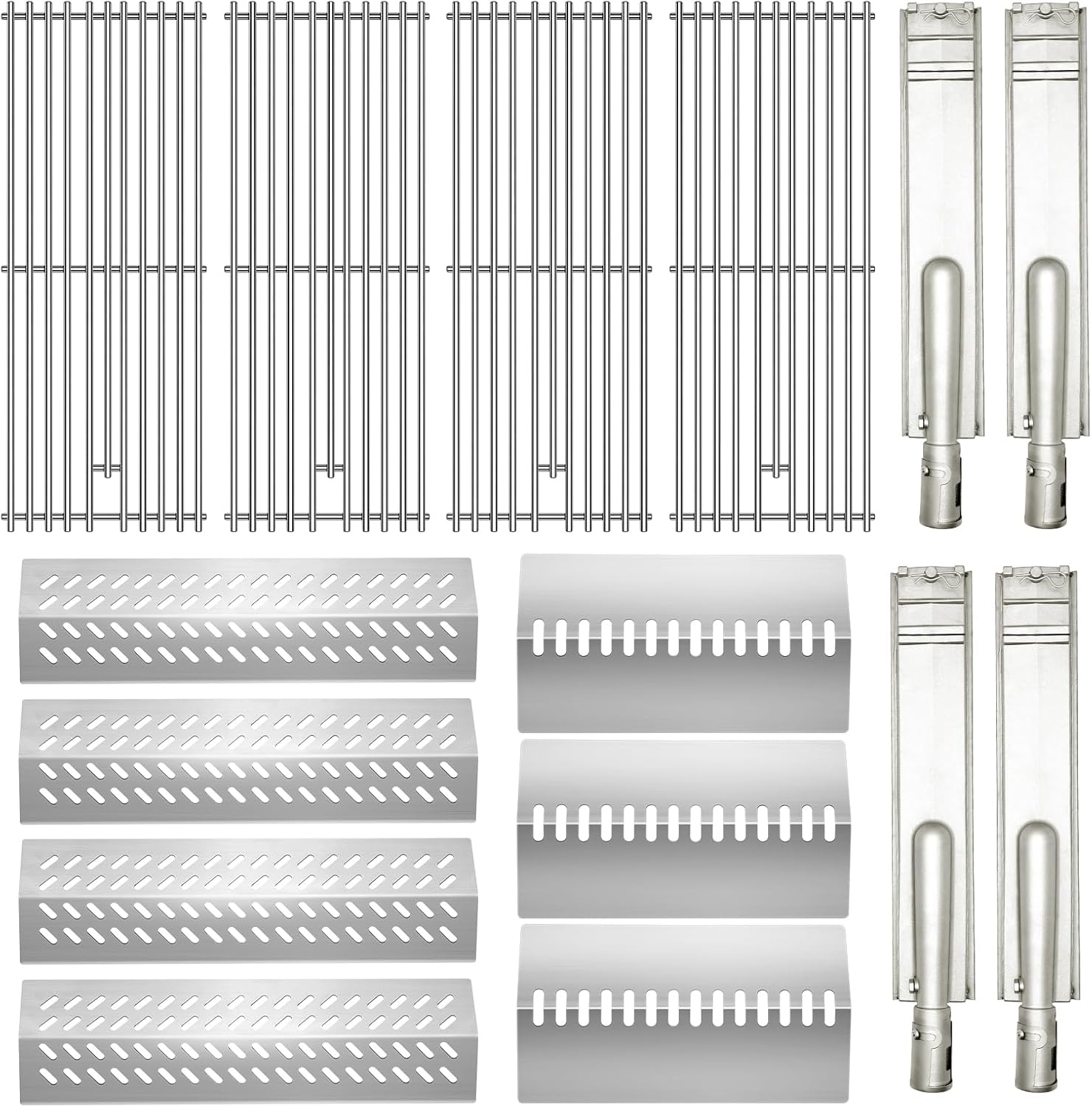 16631 16520 Heat Plate Set with 4 Packs Heavy Duty Burner and Cooking Grid Grates Replacement for Bull Flame Tamer Replacement Parts,for Bull 26038 26039 47629 69008 16561 Bull Angus