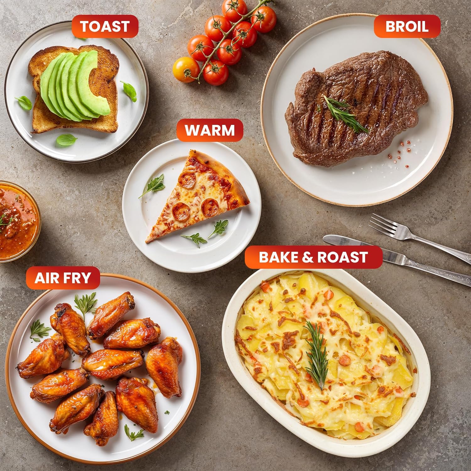 Elite Gourmet ETO-4510M French Door 47.5Qt, 18-Slice Convection Oven 4-Control Knobs, Bake Broil Toast Rotisserie Keep Warm, Includes 2 x 12