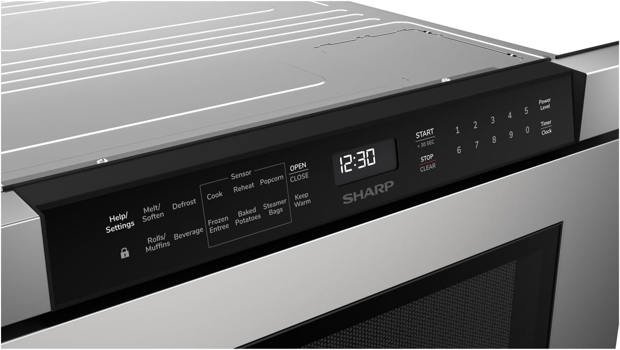 SHARP SMD2440JS Microwave Drawer Oven, 24-inch, 1.2 Cubic Feet, 950 Watt, Angled Touch Control Panel, Stainless Steel