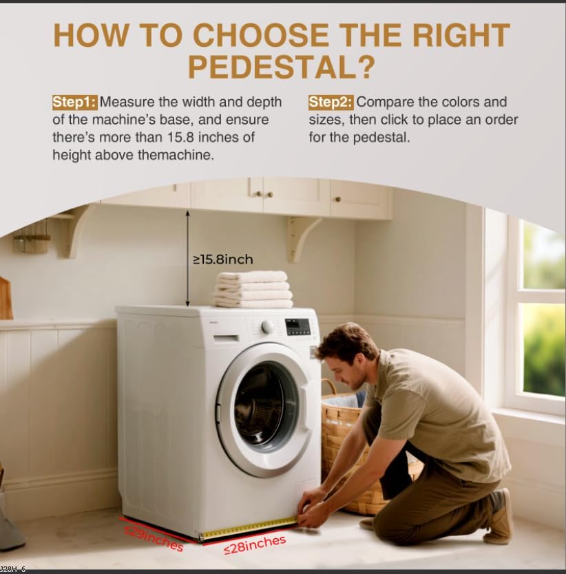 Laundry Pedestal for Washer and Dryer - Fit 27 and 28 Inch Washer and Dryer Stand Heavy Duty Steel 700lbs Capacity Universal Washing Machine Raiser 15.7'' Height Black