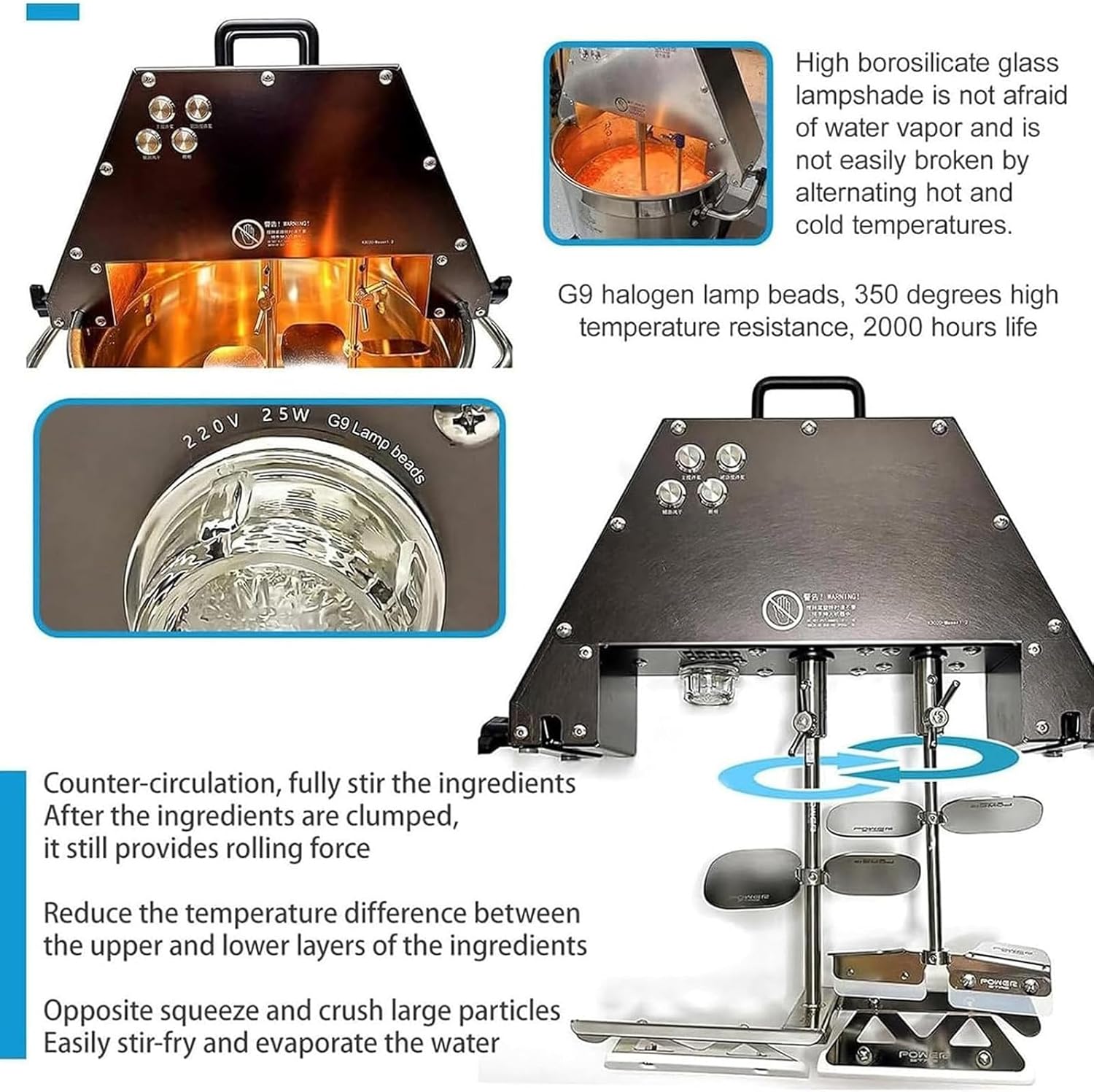 Stand Automatic Blender,With Auxiliary Fan,Air Volume Of 400L Per Minute,10 Large Capacity,Supports Gas Stove Heating Stirring (110v)