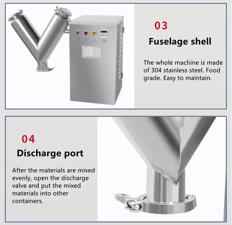 V Blender Dry Powder Mixer Blending Machine, Adjustable Mixing Speed V Type Blending Machine,For Seed Tea Herbal Forage,SS304