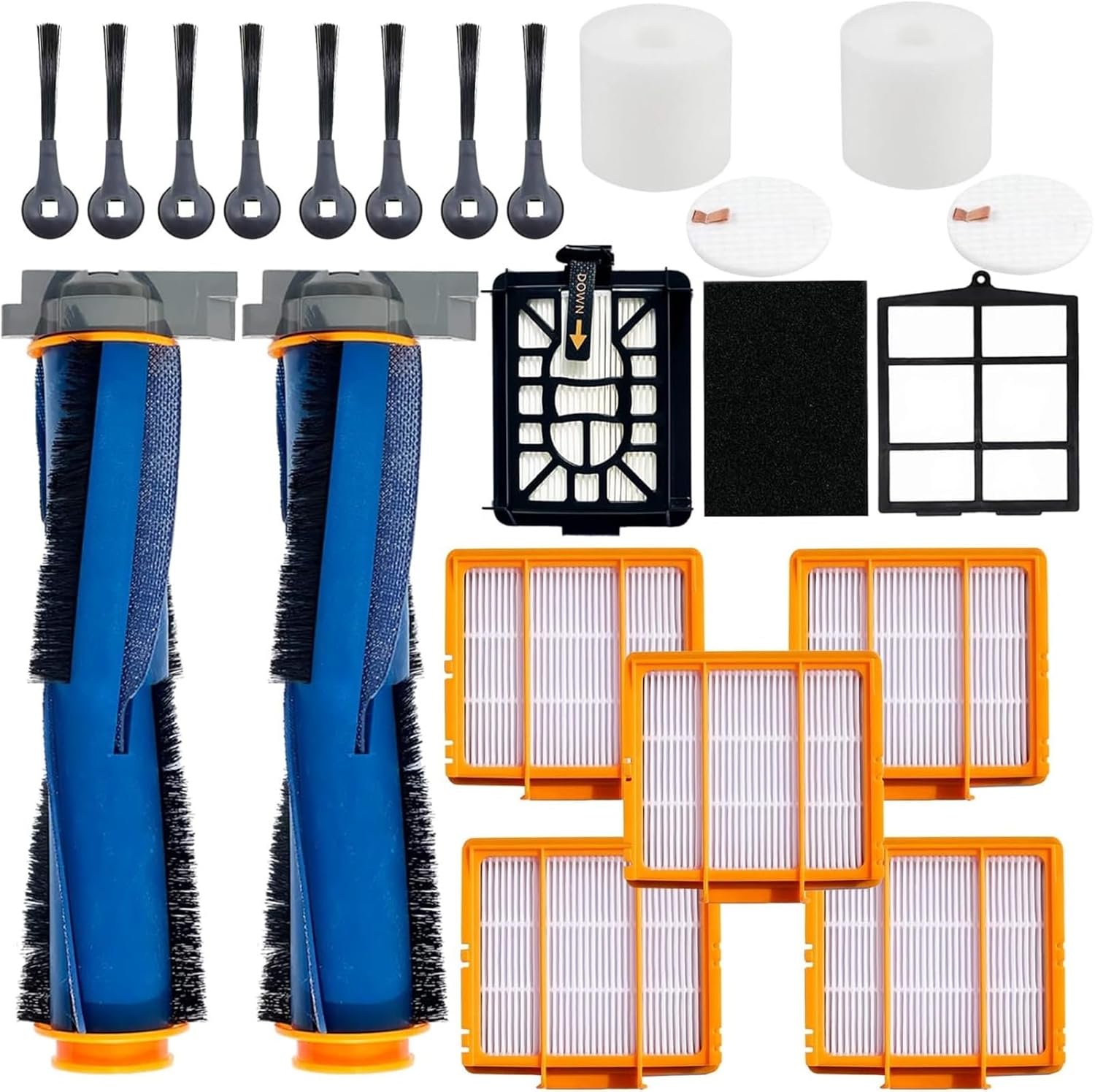 Shark Vacuum Cleaner Replacement Parts Kit with Main Roller Brush Foam/Primary Filter and Sweep Side Brushes for(Parts Kit -23PCS)