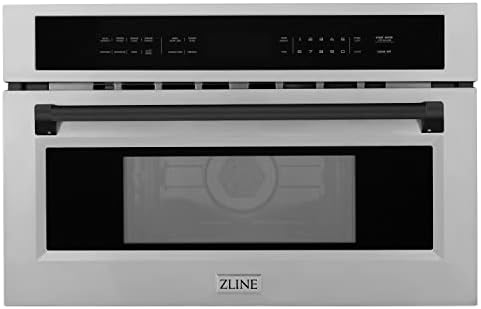 ZLINE Autograph Edition 30 in. 1.6 cu ft. Built-in Convection Microwave Oven in Satin Stainless Steel and Matte Black Accents (MWOZ-30-SS-MB)