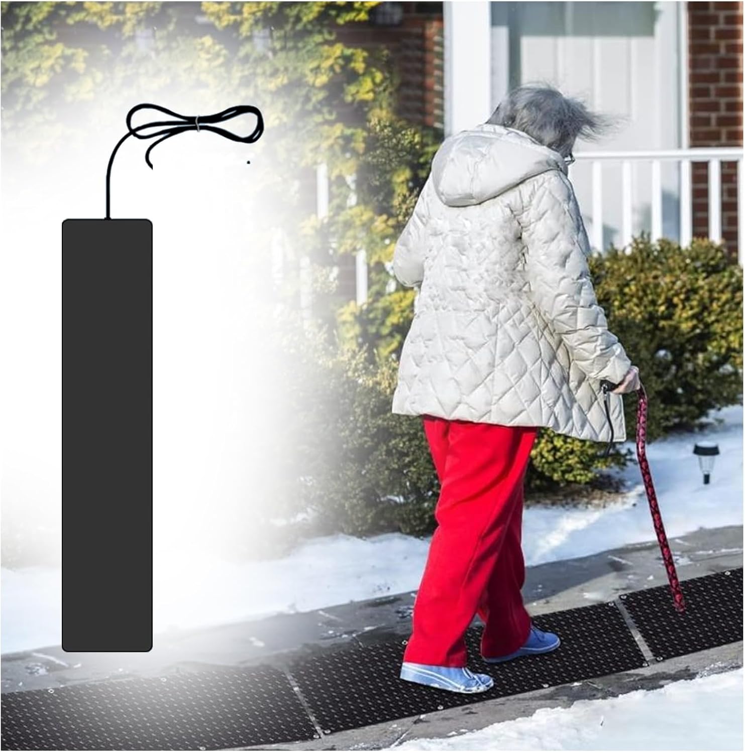 Snow Melting Mats, Heated Snow Melting Mats Fast Snow Melting Safe and Anti Slip, Snow Mats for Walkway Low Temperature Resistance, for Outdoor Snowmelt Heating(38.1 * 304.8,2 Slice)