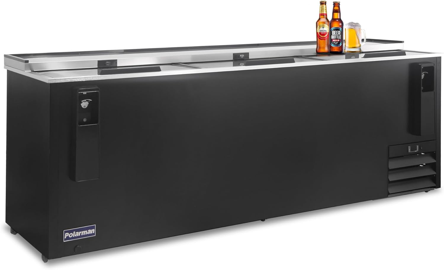Polarman Top Loading Horizontal Beer Cooler Refrigerator 26 Cu.Ft Deep Well Beverage Fridge, NSF Certified Commercial Bar Cooler with LED Lighting, Lockable Door 95.3