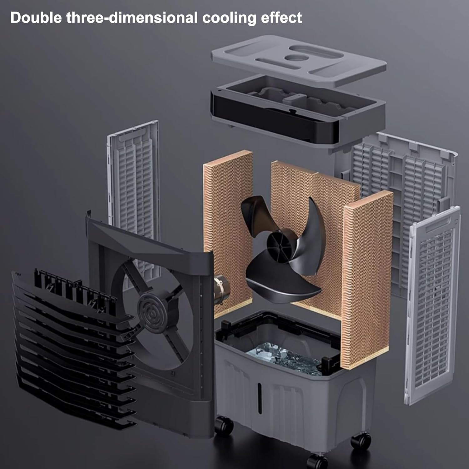 Swamp Cooler Air Conditioner, Evaporative Air Cooler with 4 Ice Box, 120°Oscillation, Portable Cooling Fan with 3 Speeds for Bedroom Home Office(48x35x115cm/19x14x45inch)