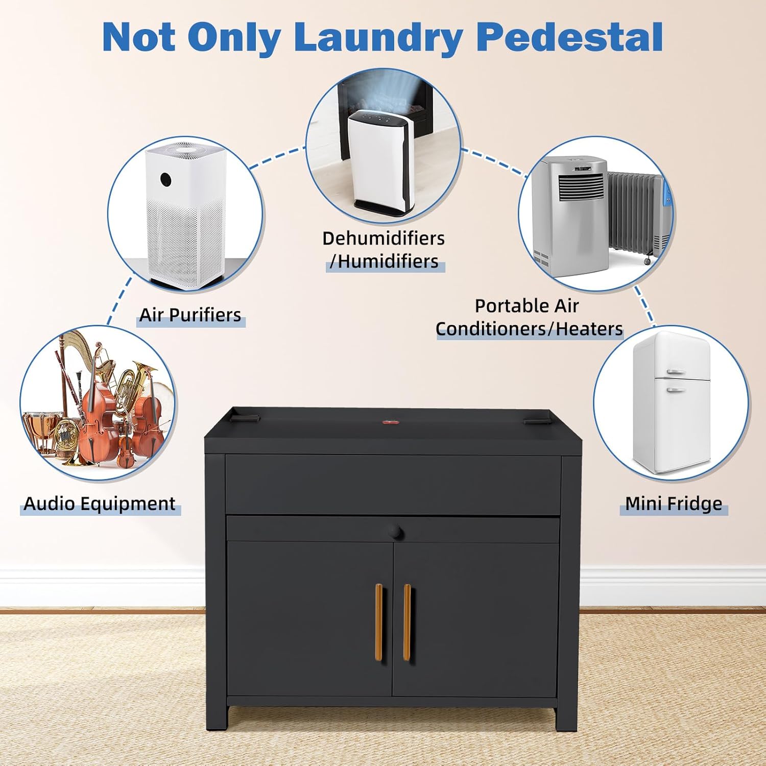 2 Pack Laundry Pedestal, 700 LBS Capacity Washer Dryer Pedestal, Heavy Duty Shock-Proof Washer Stand, Laundry Dryer Stand with Pull-Out Shelf Hidden Storage Drainage (Dark)